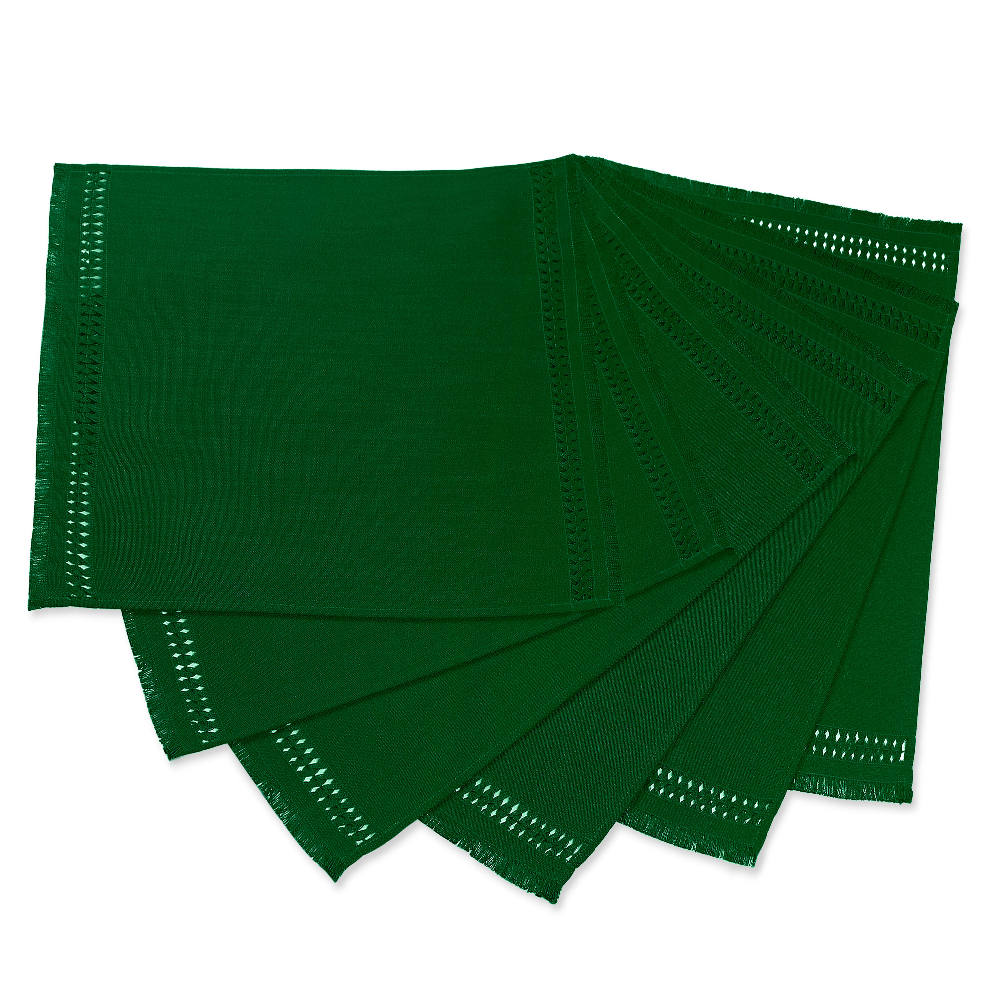 Eden green faux linen dinner napkins with matching D'Moksha table linens