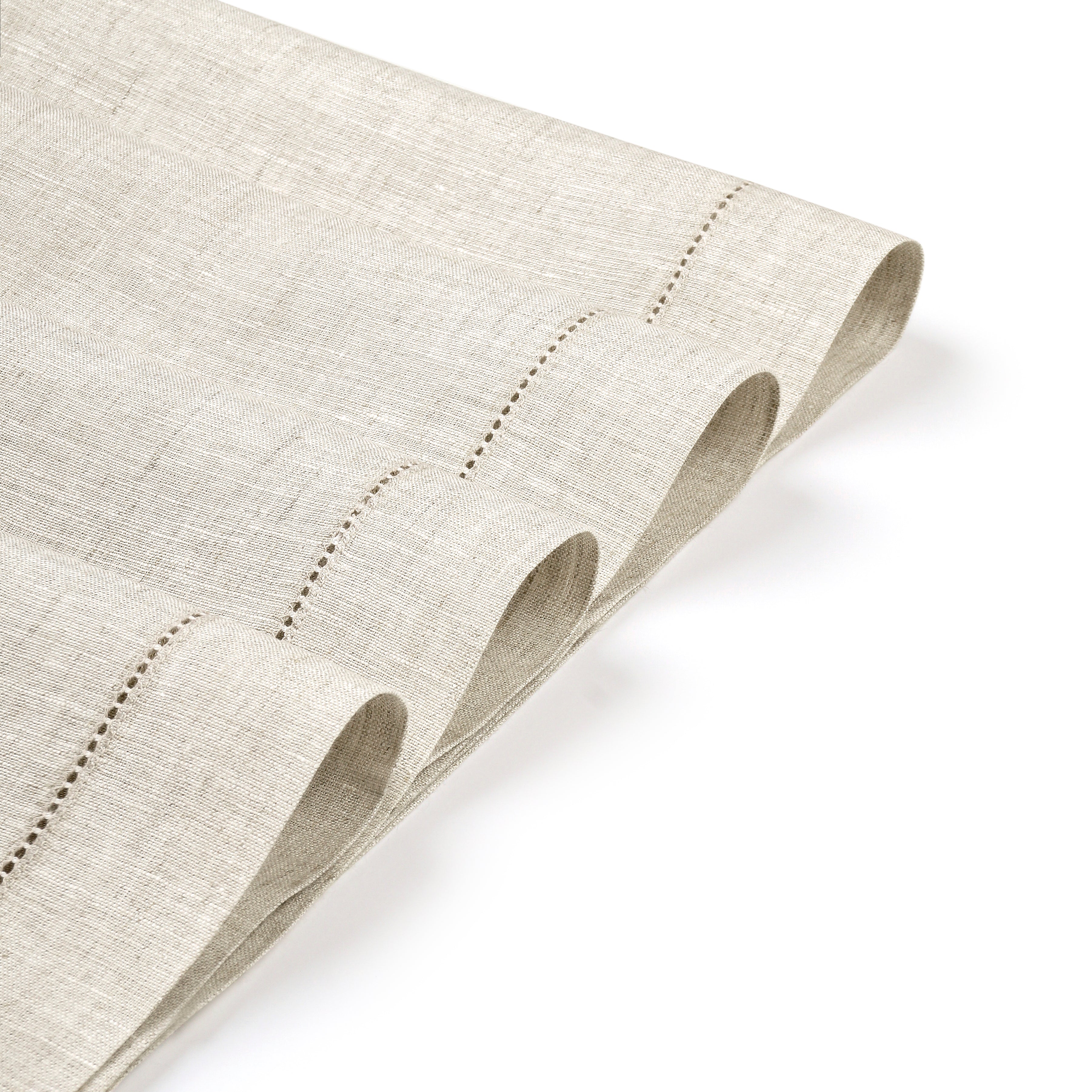 Light Natural Linen Placemats, Hemstitch, 14 x 19 inch, 6 pcs