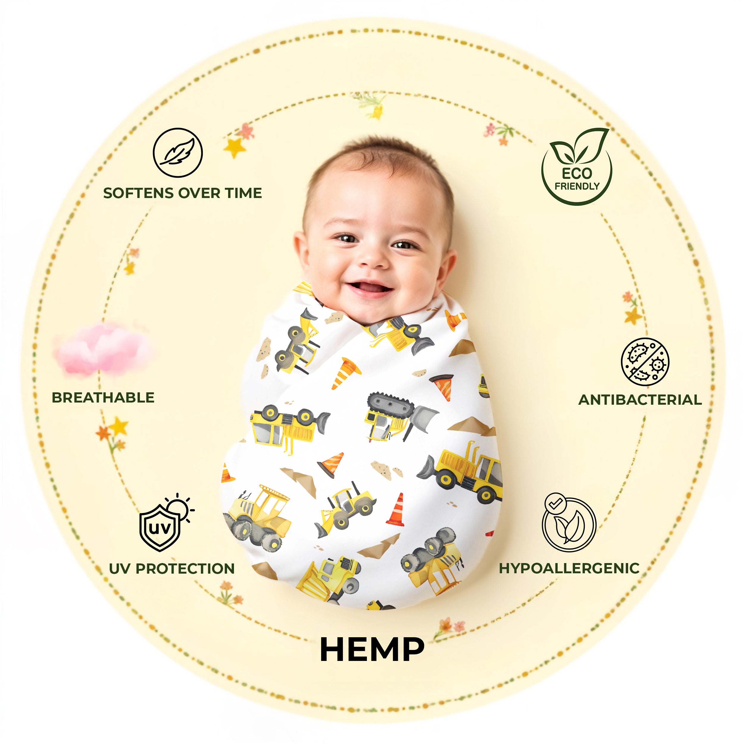 Dozer Dreams Blanket, 47 x 47 inch, Pack of 2