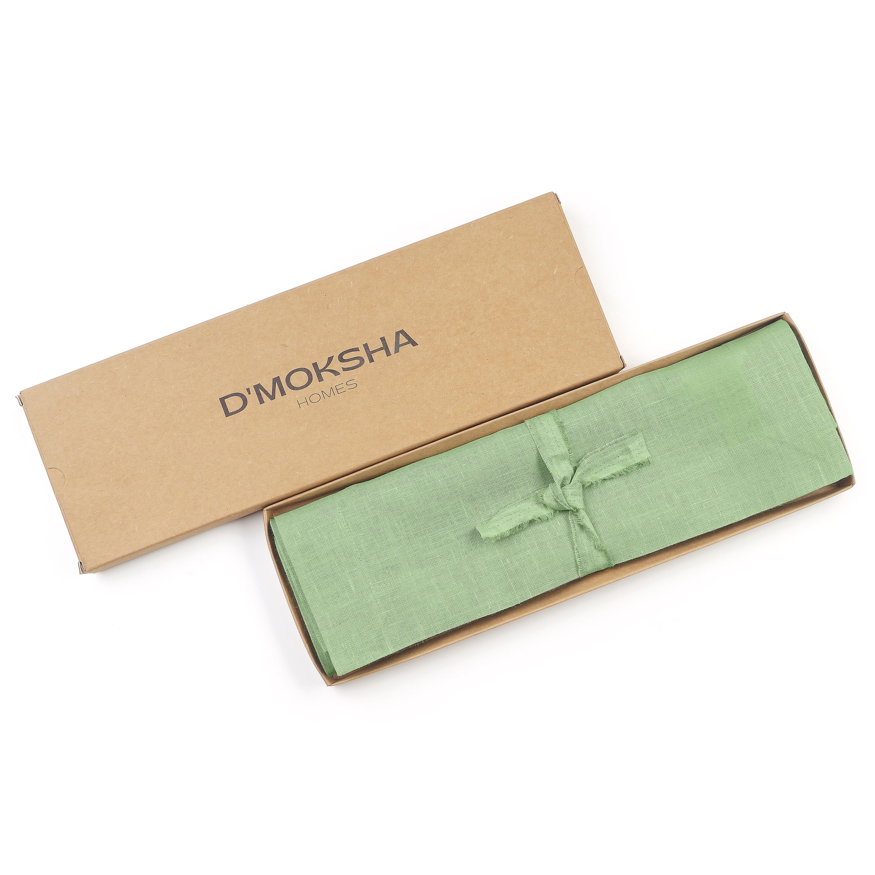 Sage green pure linen placemats folded to show fabric texture