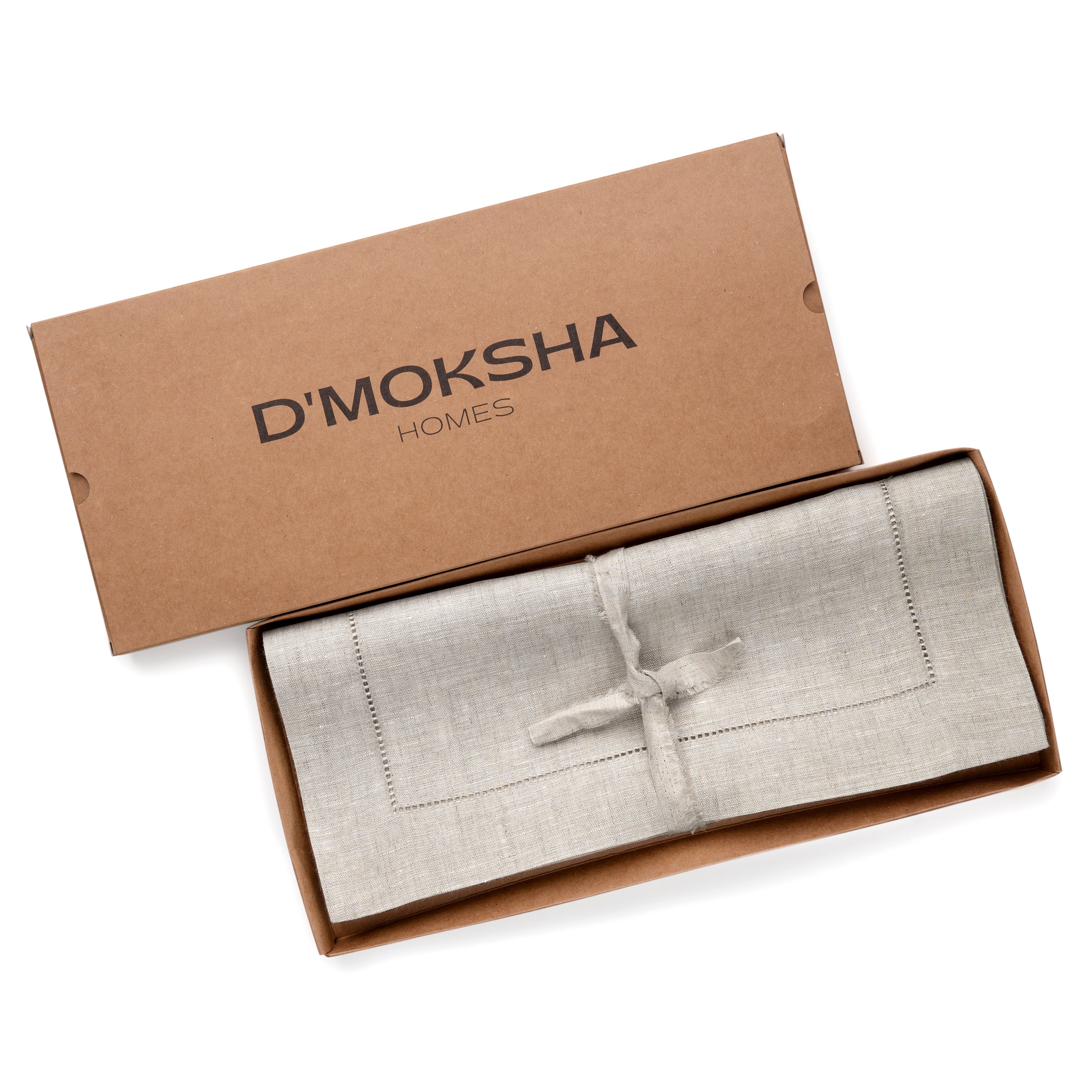 Light Natural Linen Placemats, Hemstitch, 14 x 19 inch, 6 pcs