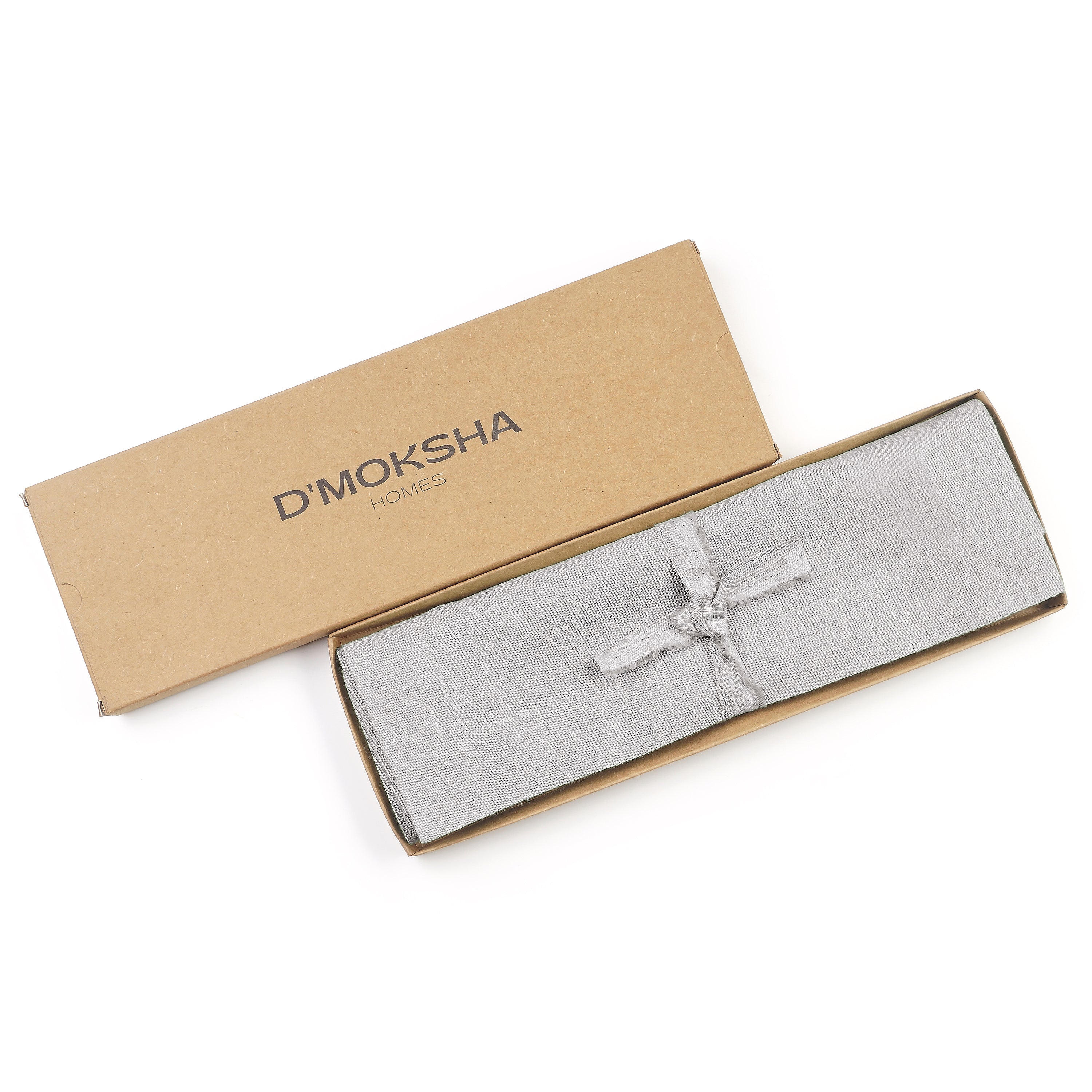 Silver grey pure linen placemats folded to show fabric texture
