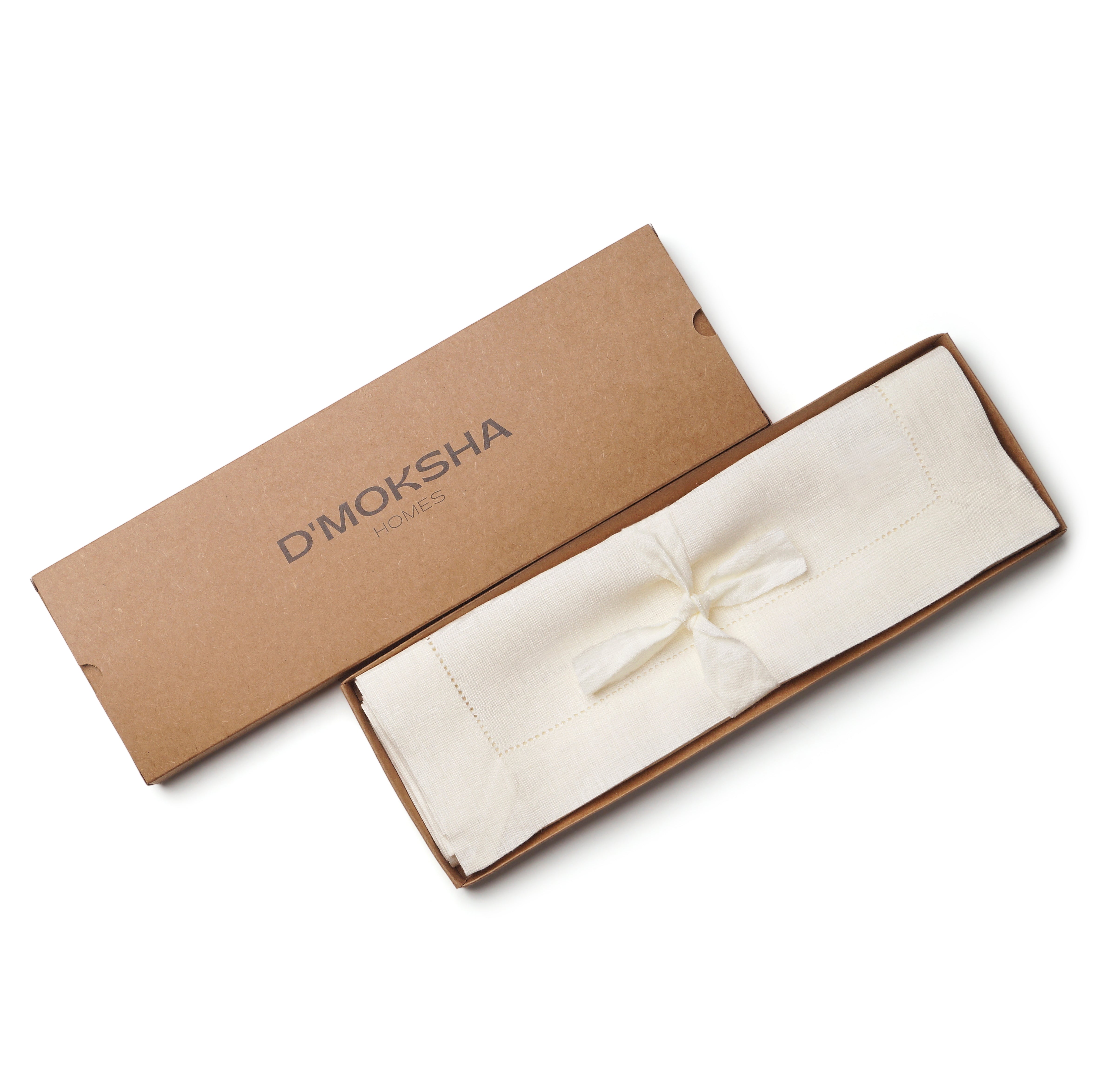 Ivory Linen Placemats, Hemstitch, 14 x 19 inch, 6 pcs