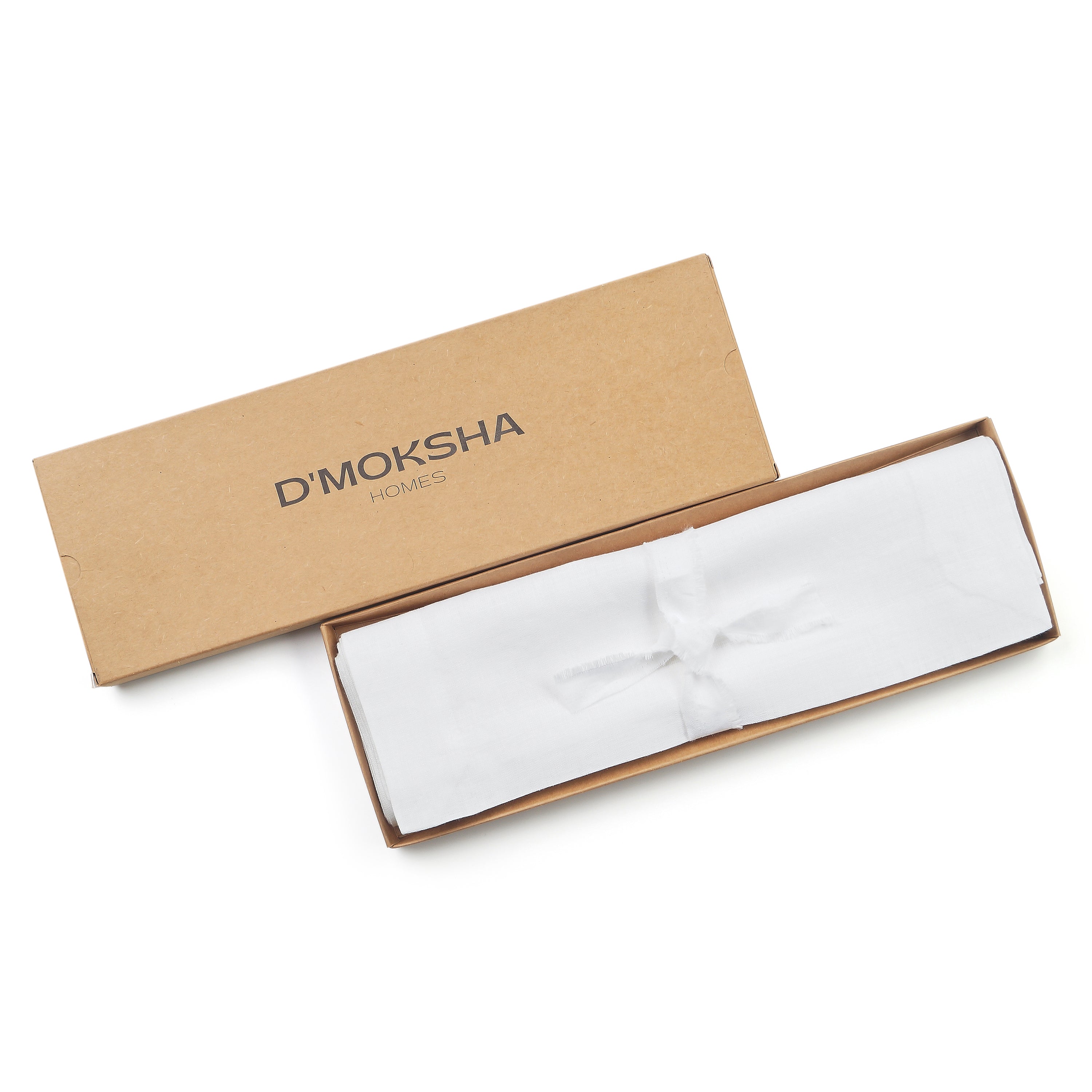White pure linen placemats folded to show fabric texture