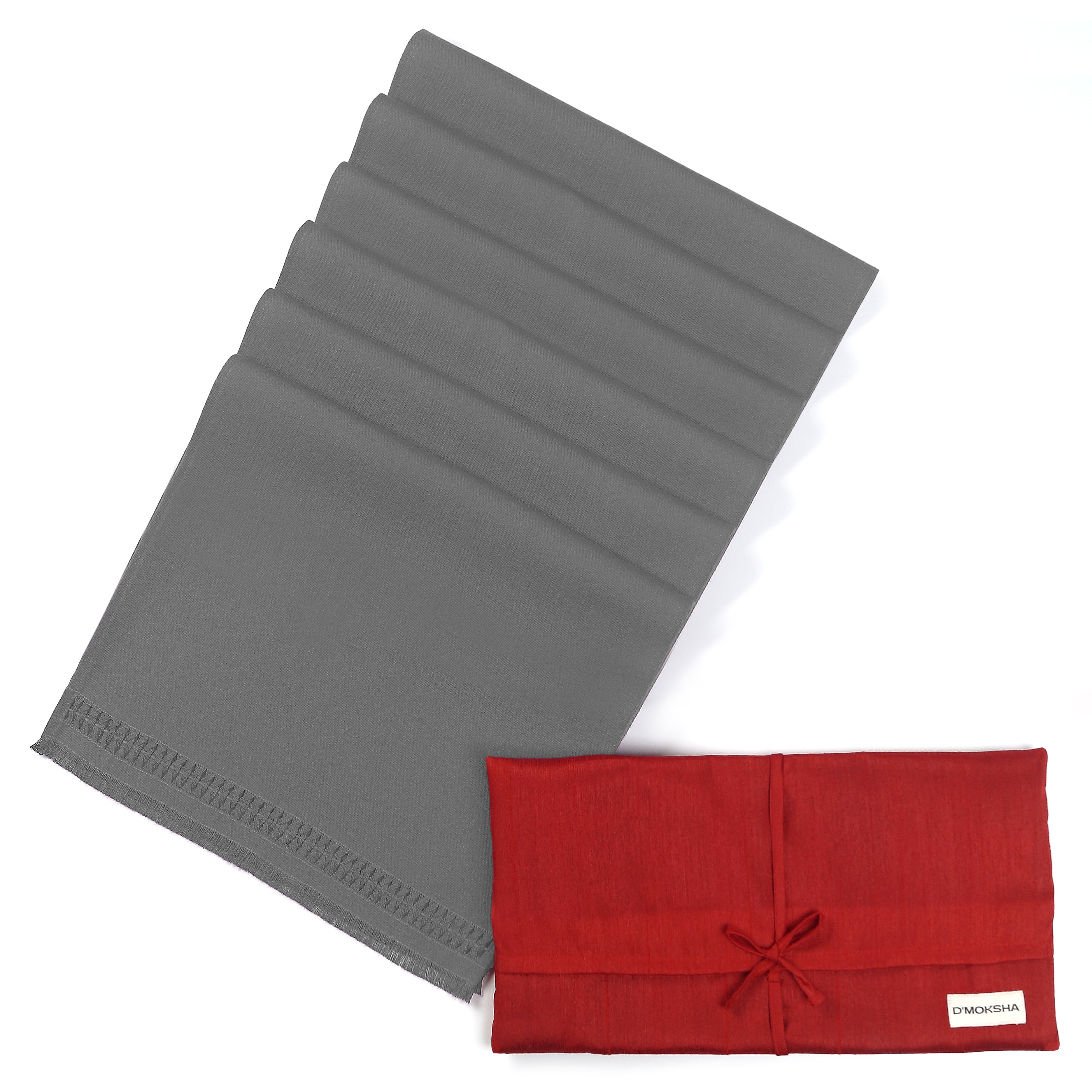 Charcoal grey faux linen dinner napkins folded to show fabric texture