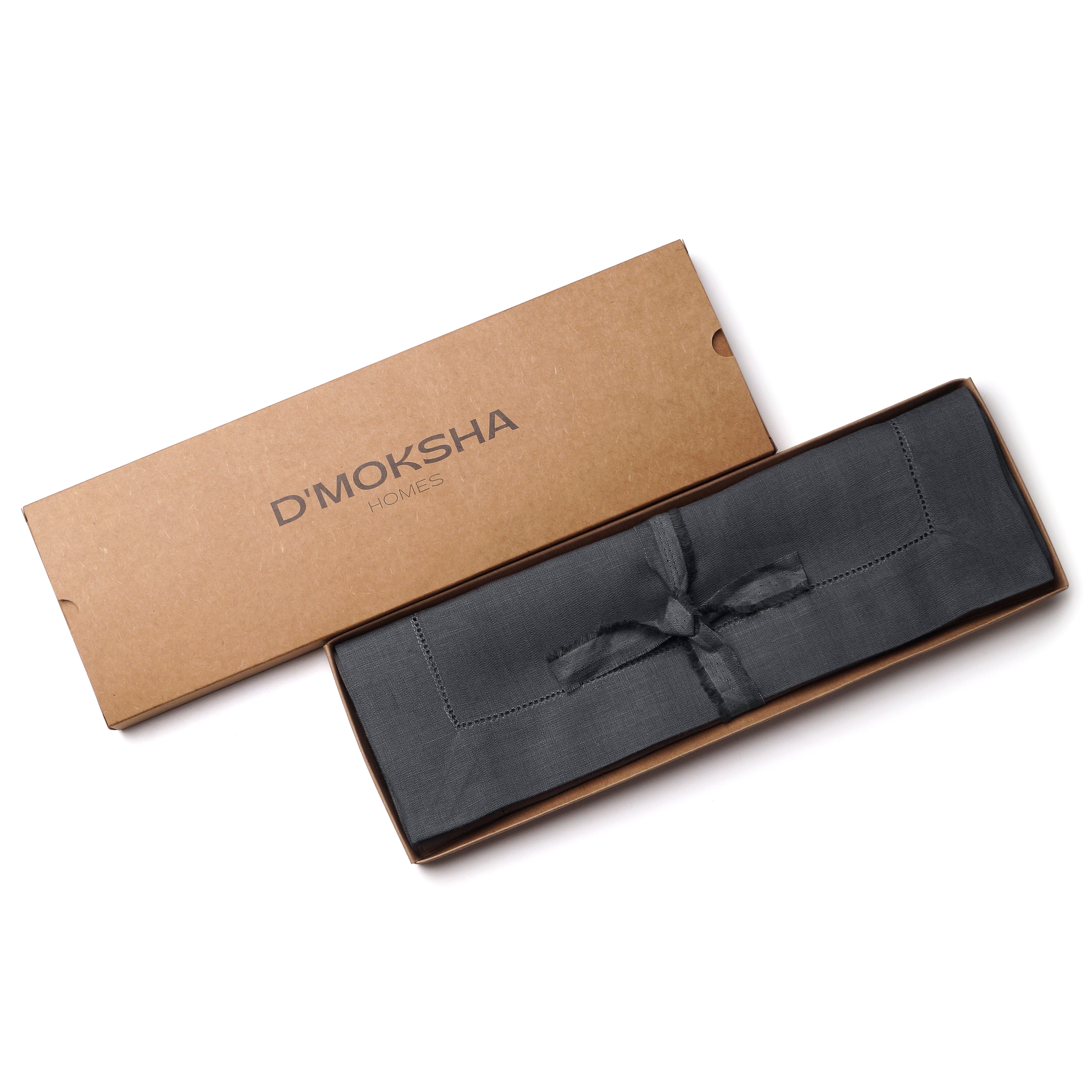 Charcoal Grey Linen Placemats, Hemstitch, 14 x 19 inch, 6 pcs