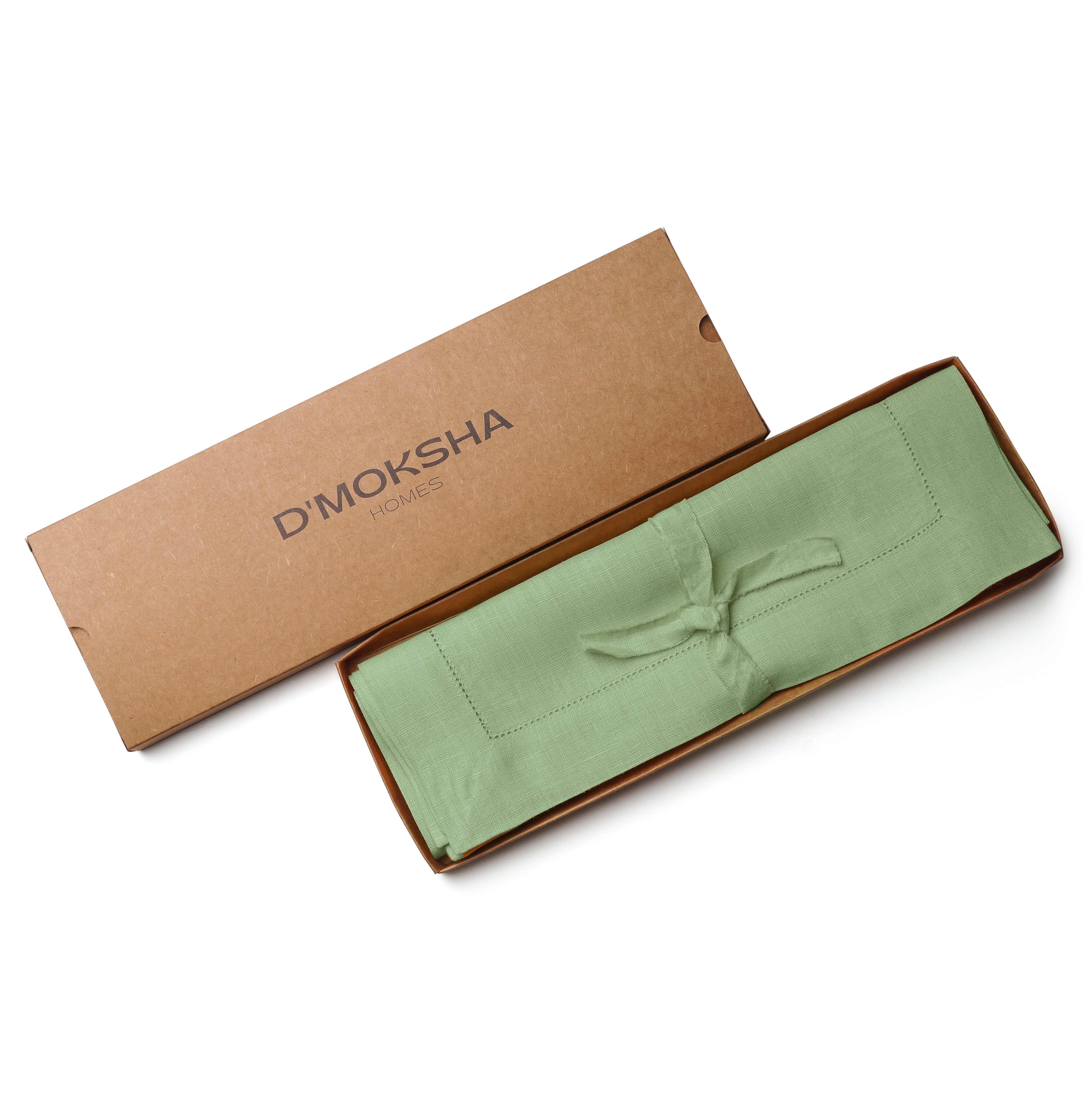 Sage Green Linen Placemats, Hemstitch, 14 x 19 inch, 6 pcs