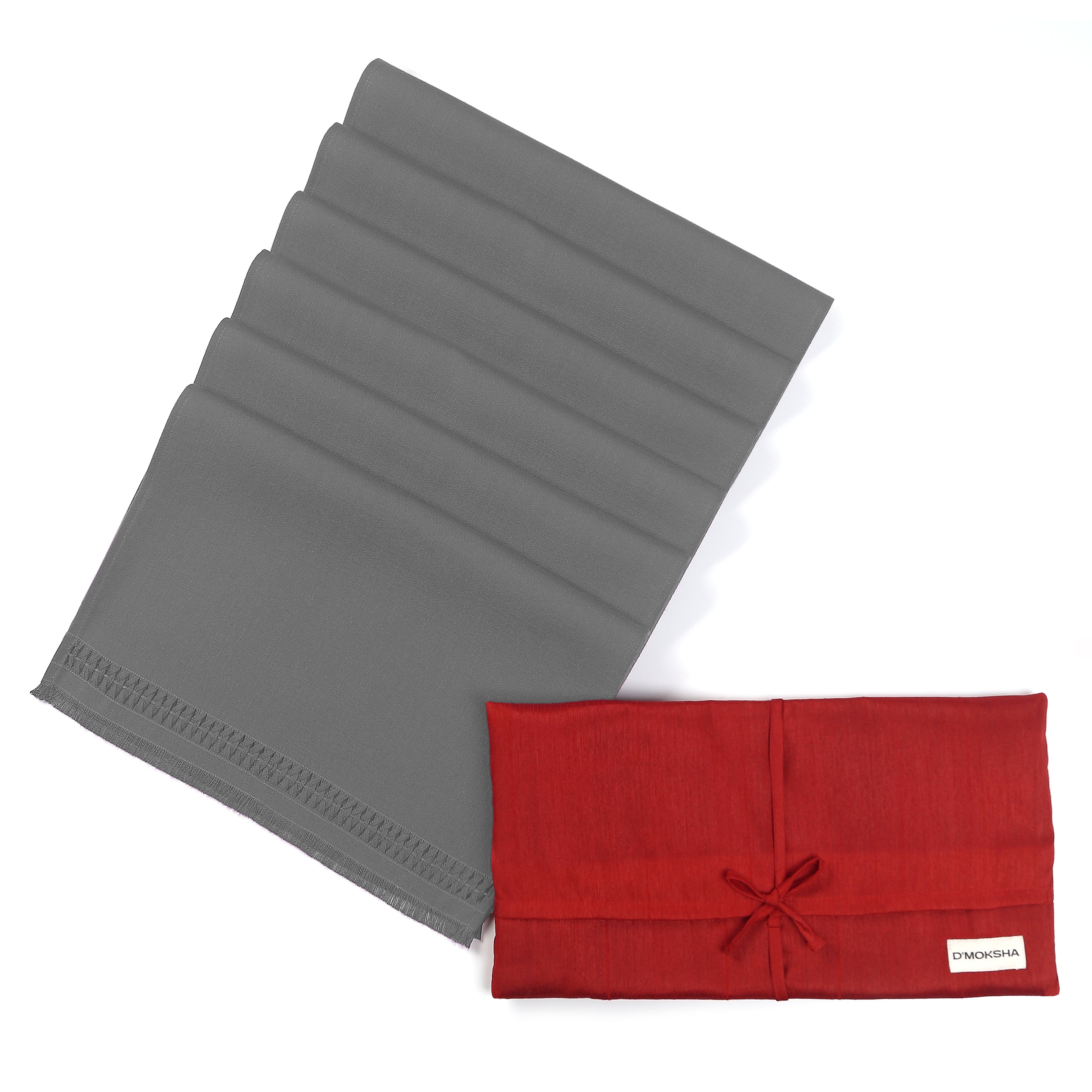 Charcoal grey faux linen placemats in a set table setting