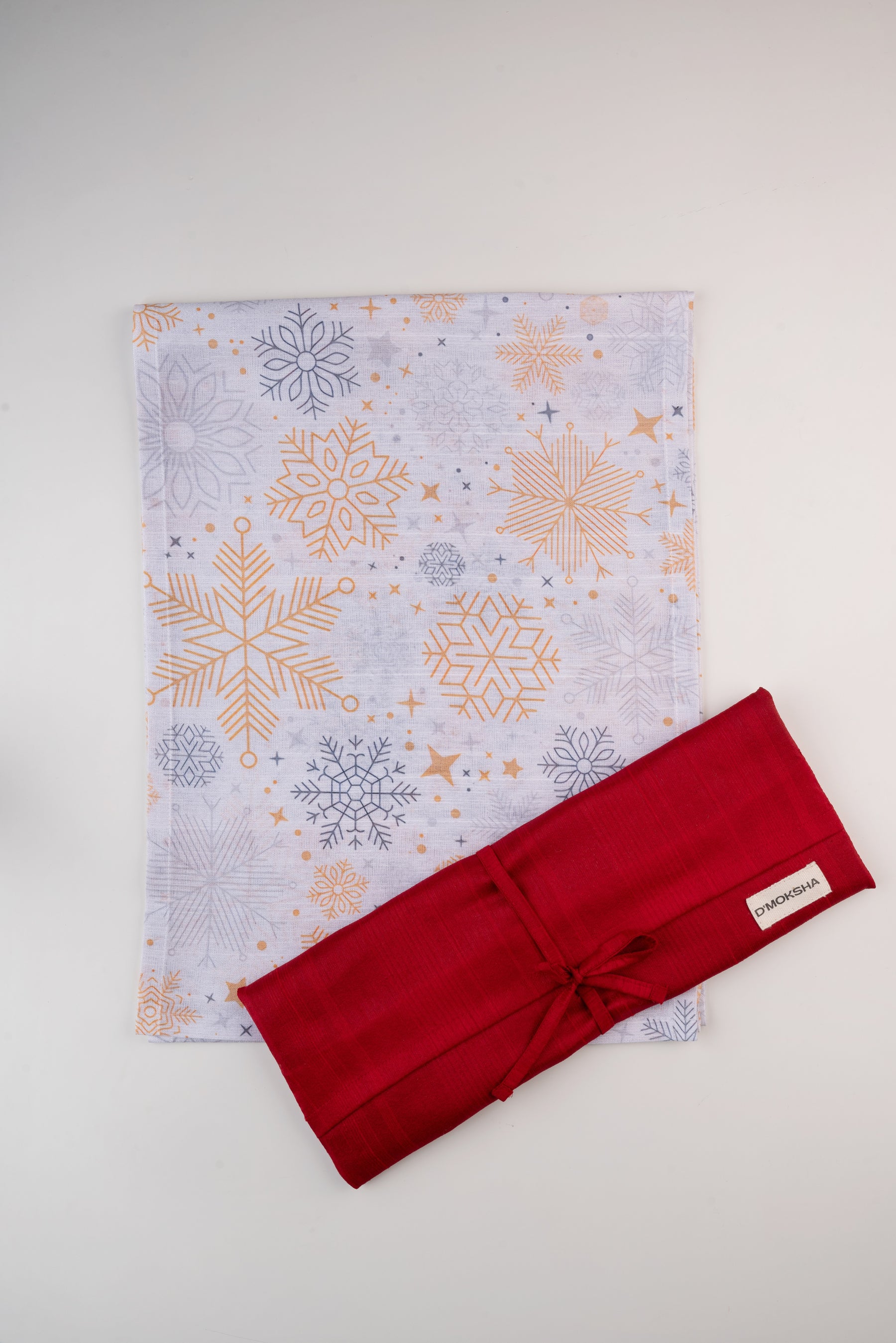Christmas Print Snowflake Recycled Fabric Table Runner