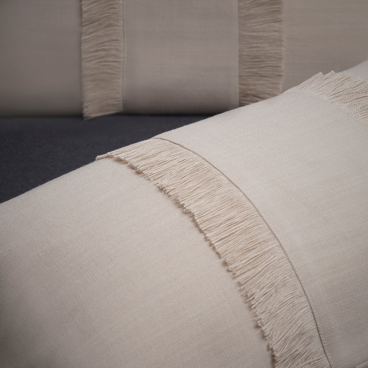 Bohemian Double Fringe Pillow Cover Rectangle - Natural