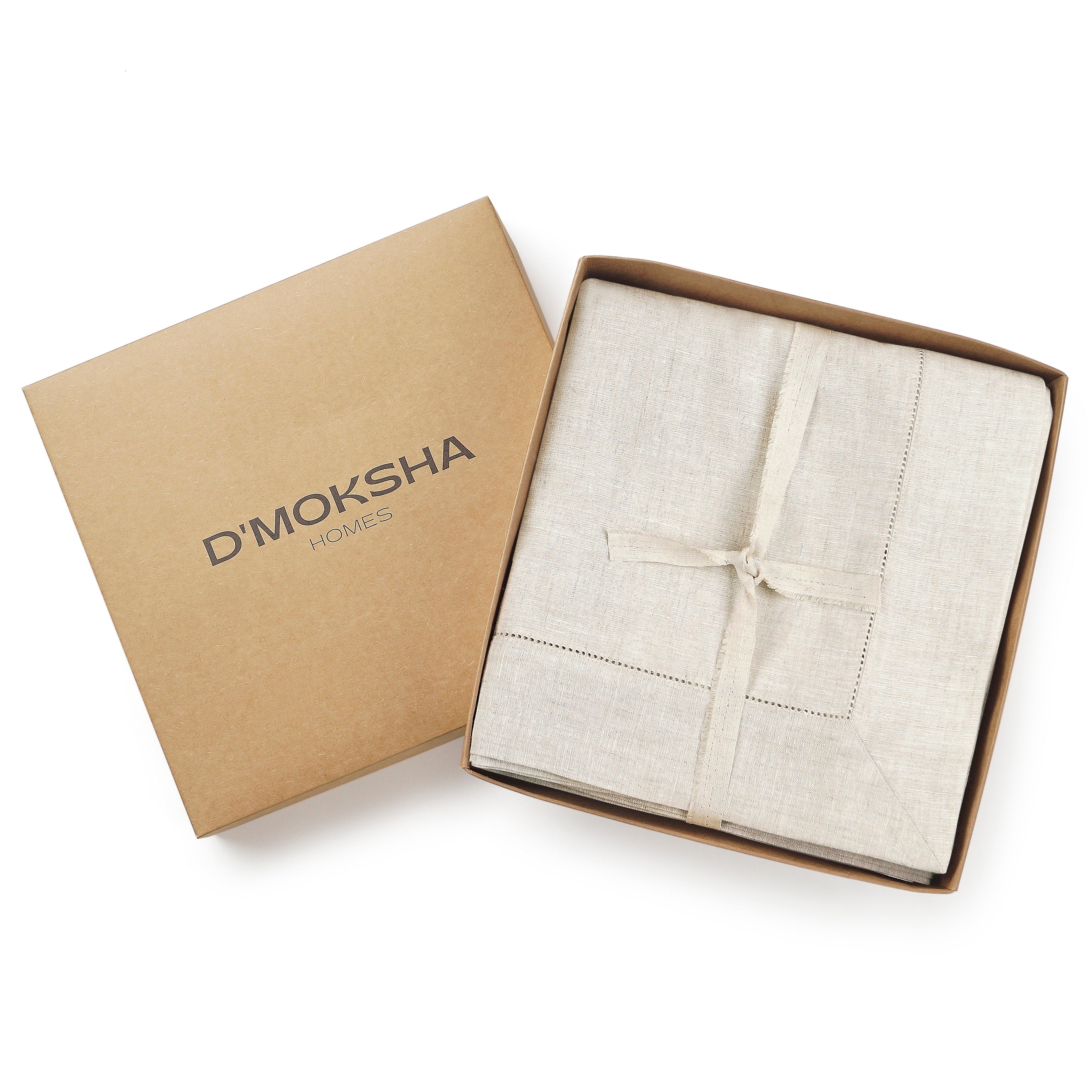 Light Natural Pure Linen Tablecloth, Hemstitch