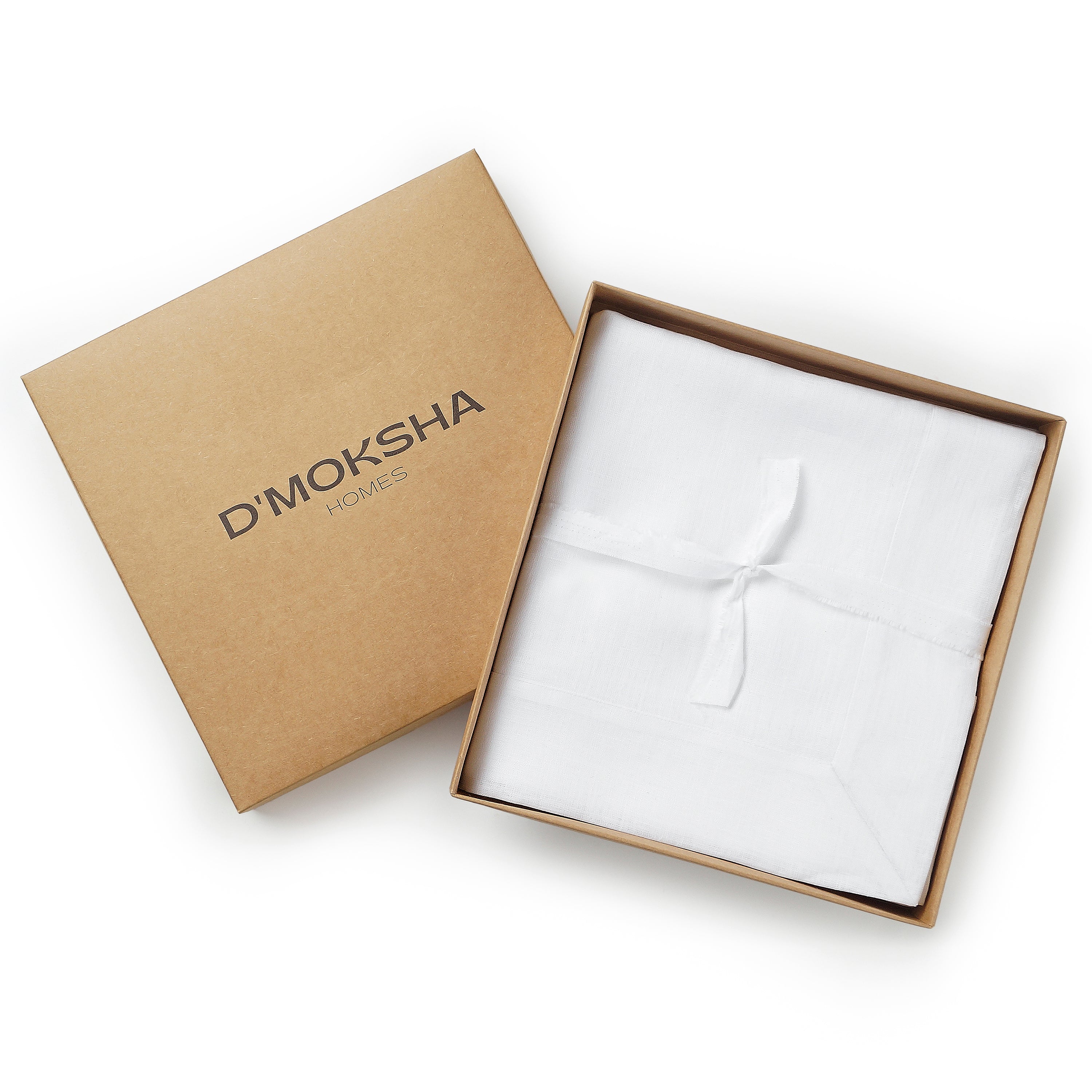 White Pure Linen Tablecloth, Hemmed