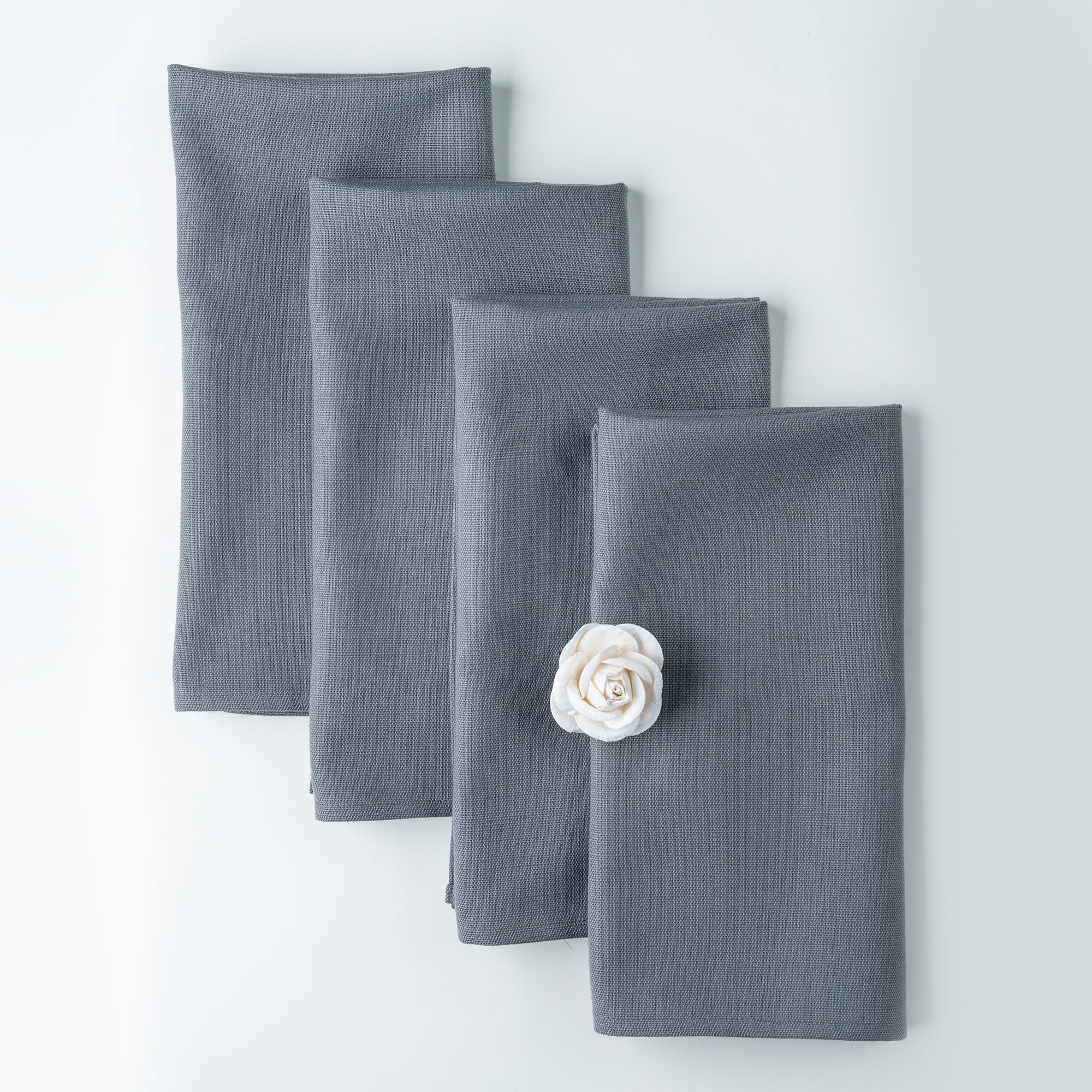 Charcoal grey faux linen dinner napkins, 20 x 20 inches, set of 4