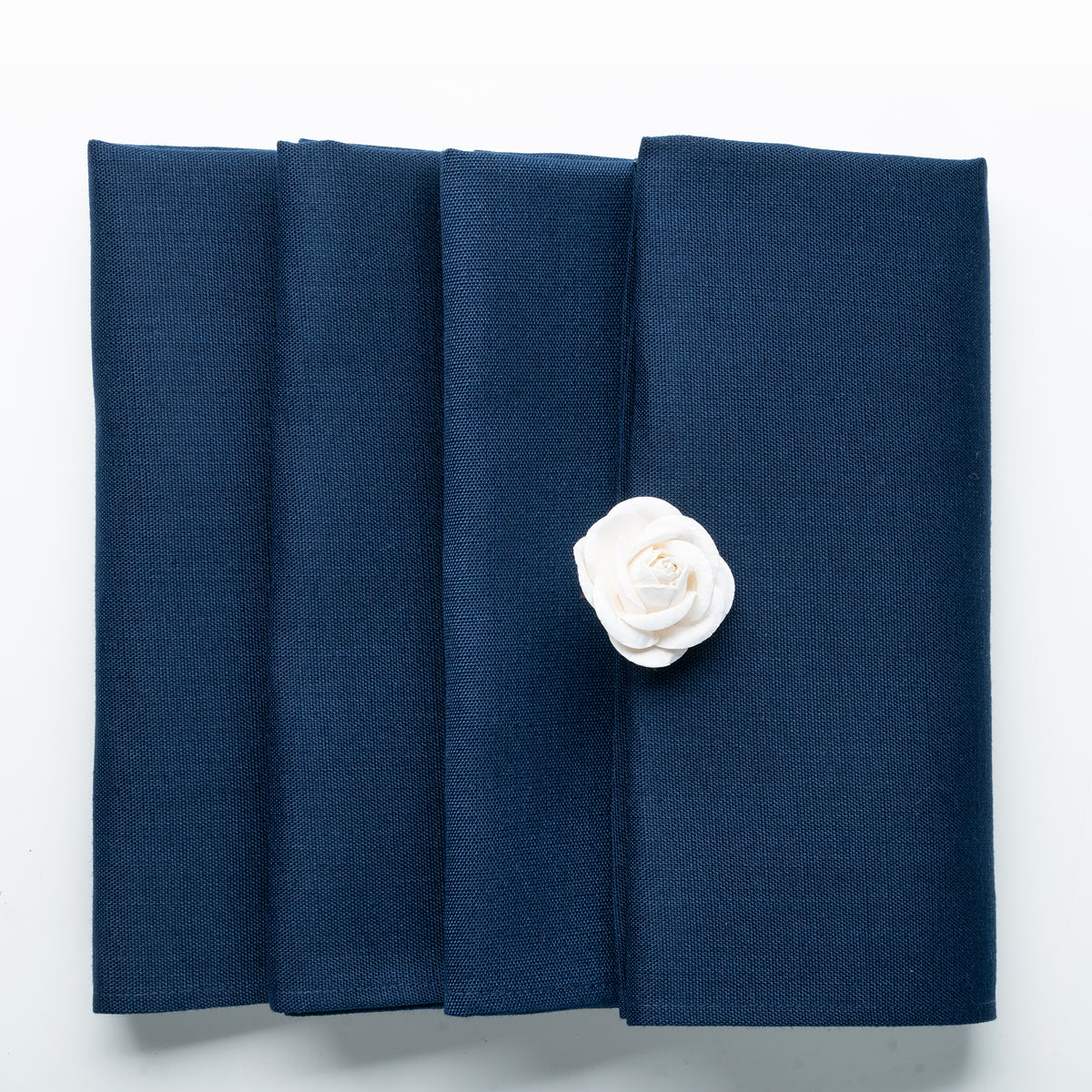 Navy blue faux linen dinner napkins, 20 x 20 inches, set of 4