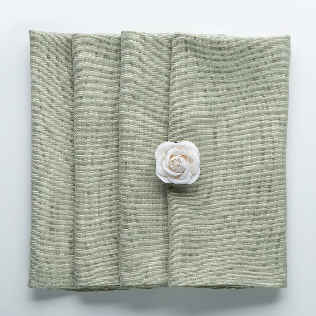 Sage green faux linen dinner napkins, 20 x 20 inches, set of 4