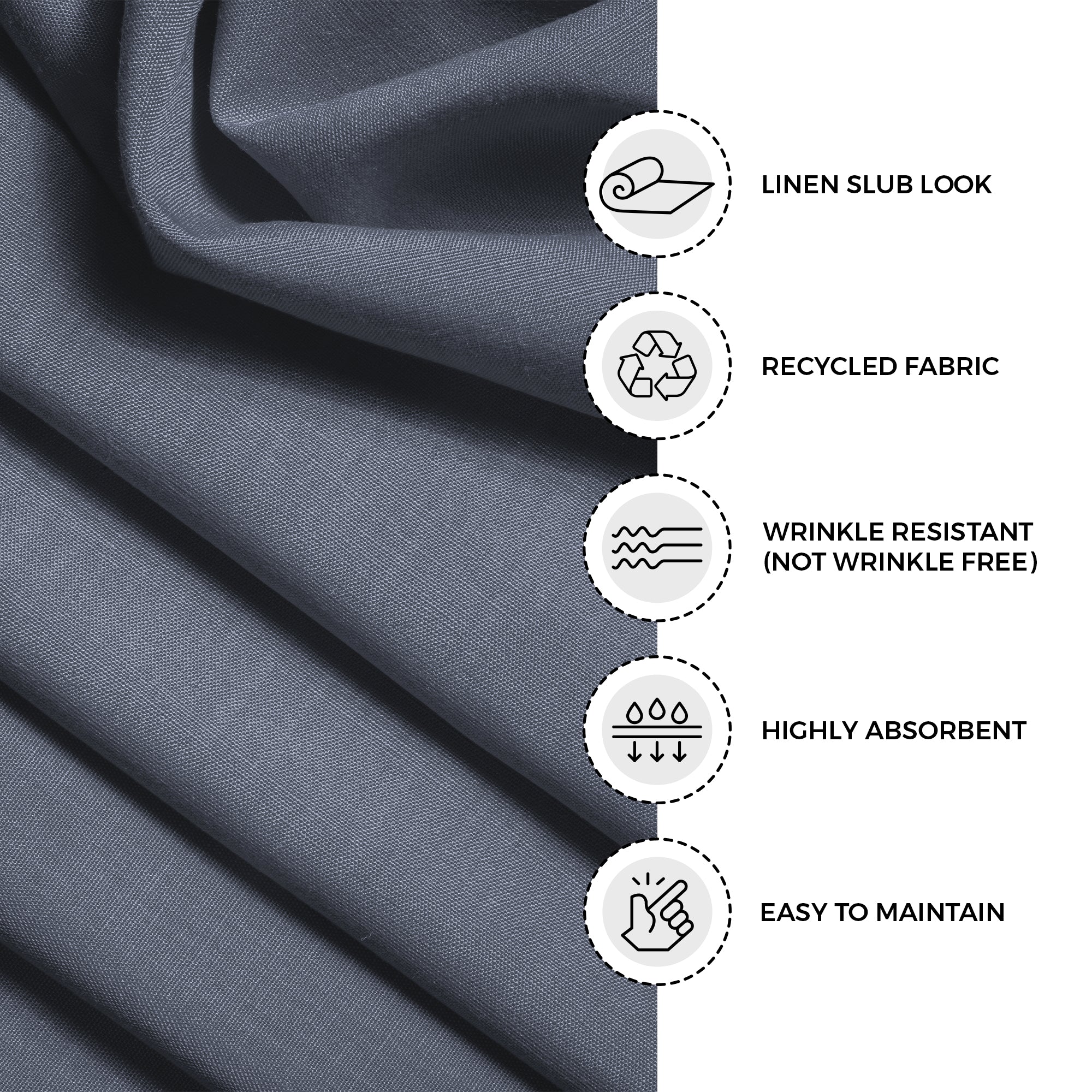 Charcoal Grey Faux Linen Napkins, Mitered Corner, 20 x 20 inch, 4 pcs