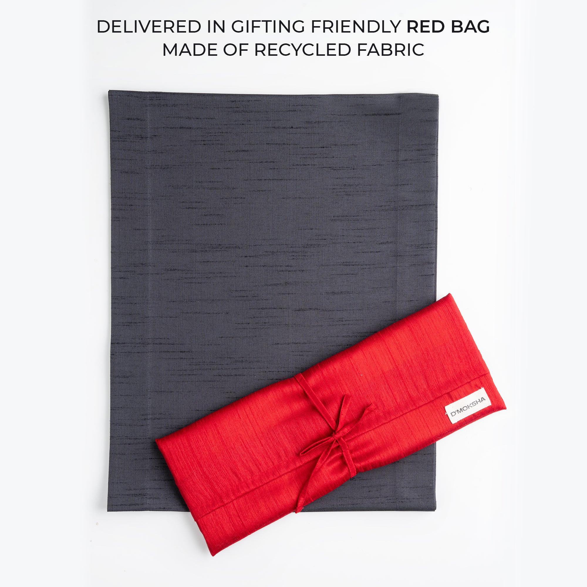Charcoal grey Luxe Shine table runner folded to show fabric texture