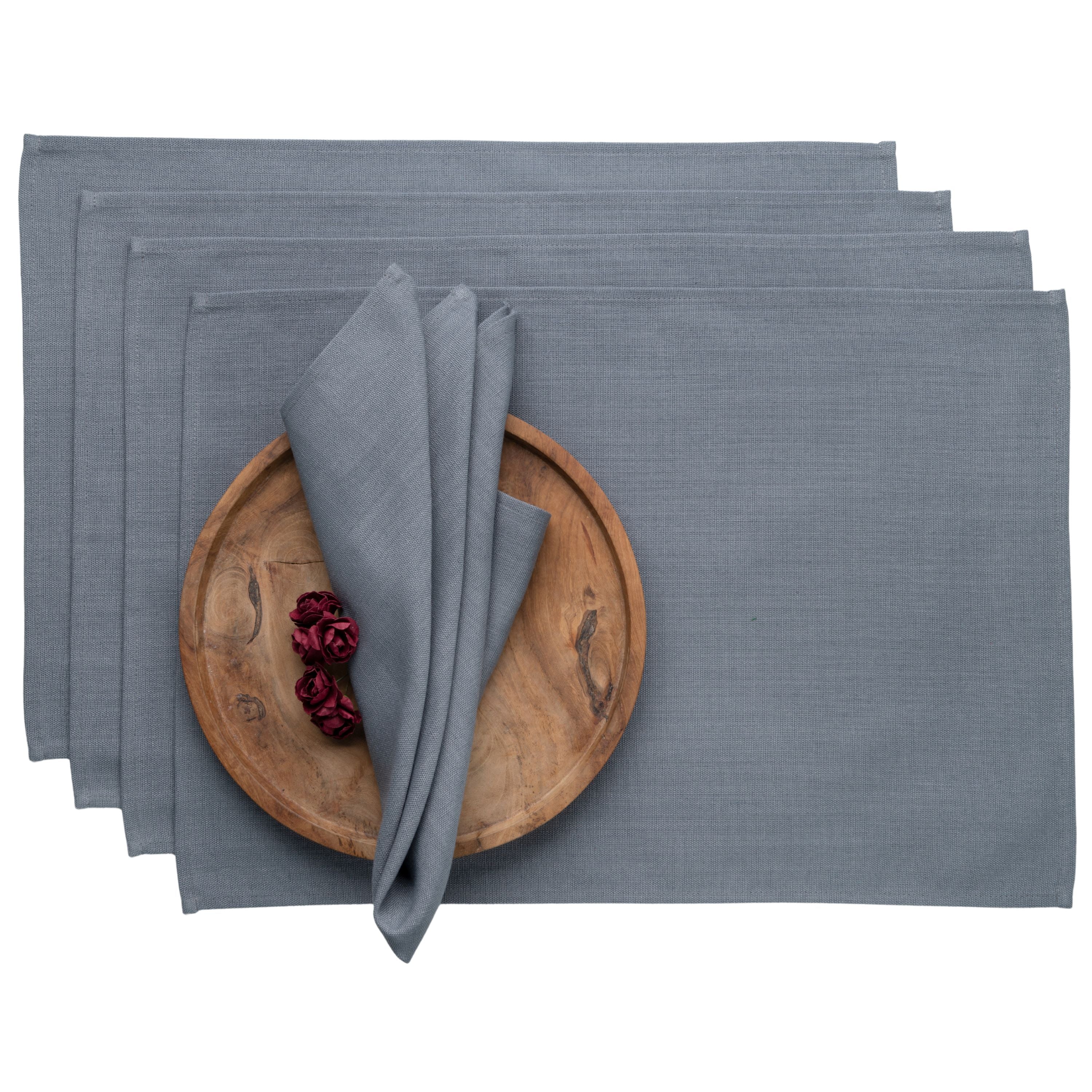 Charcoal grey faux linen placemats, 13 x 18 inches, set of 4