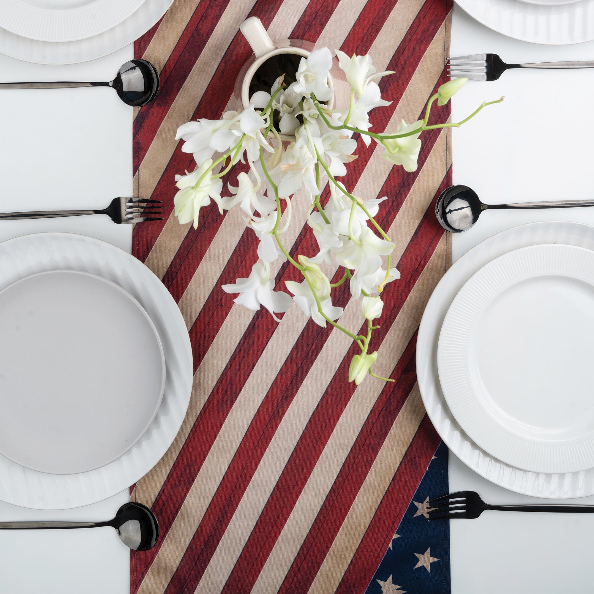 Freedom isn t free linen table runner with matching D'Moksha table linens