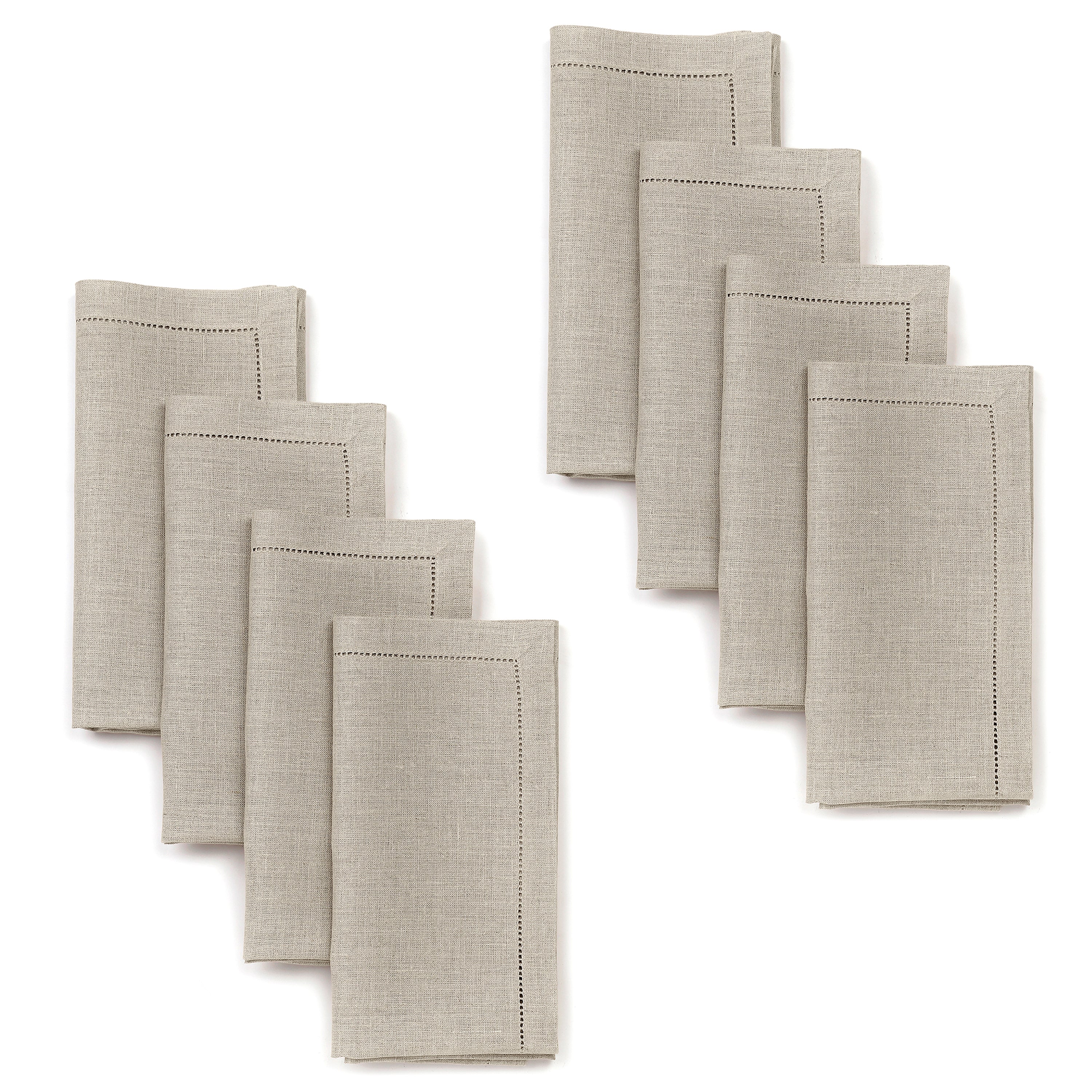 Natural Linen Napkins, Hemstitch, 20 x 20 inch, 8 pcs