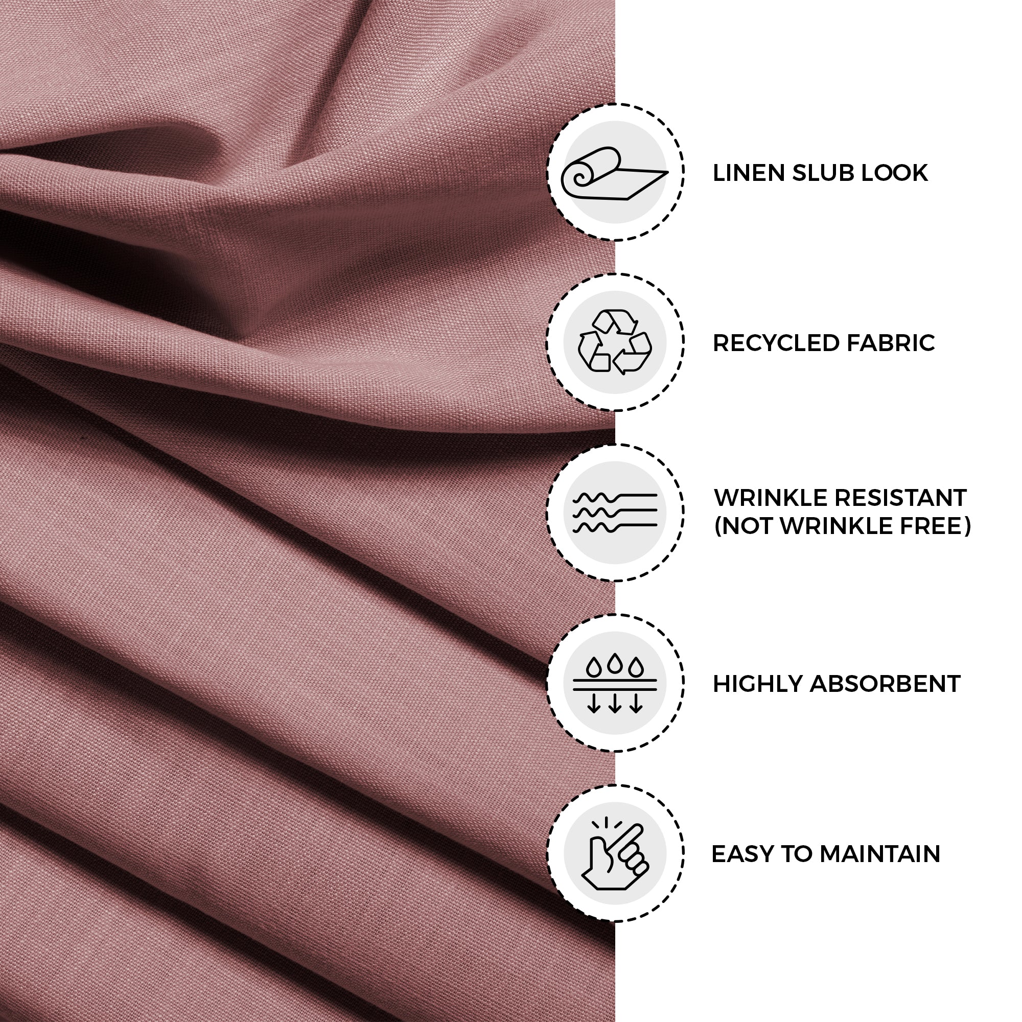 Dusty Pink Faux Linen Napkins, Mitered Corner, 20 x 20 inch, 4 pcs
