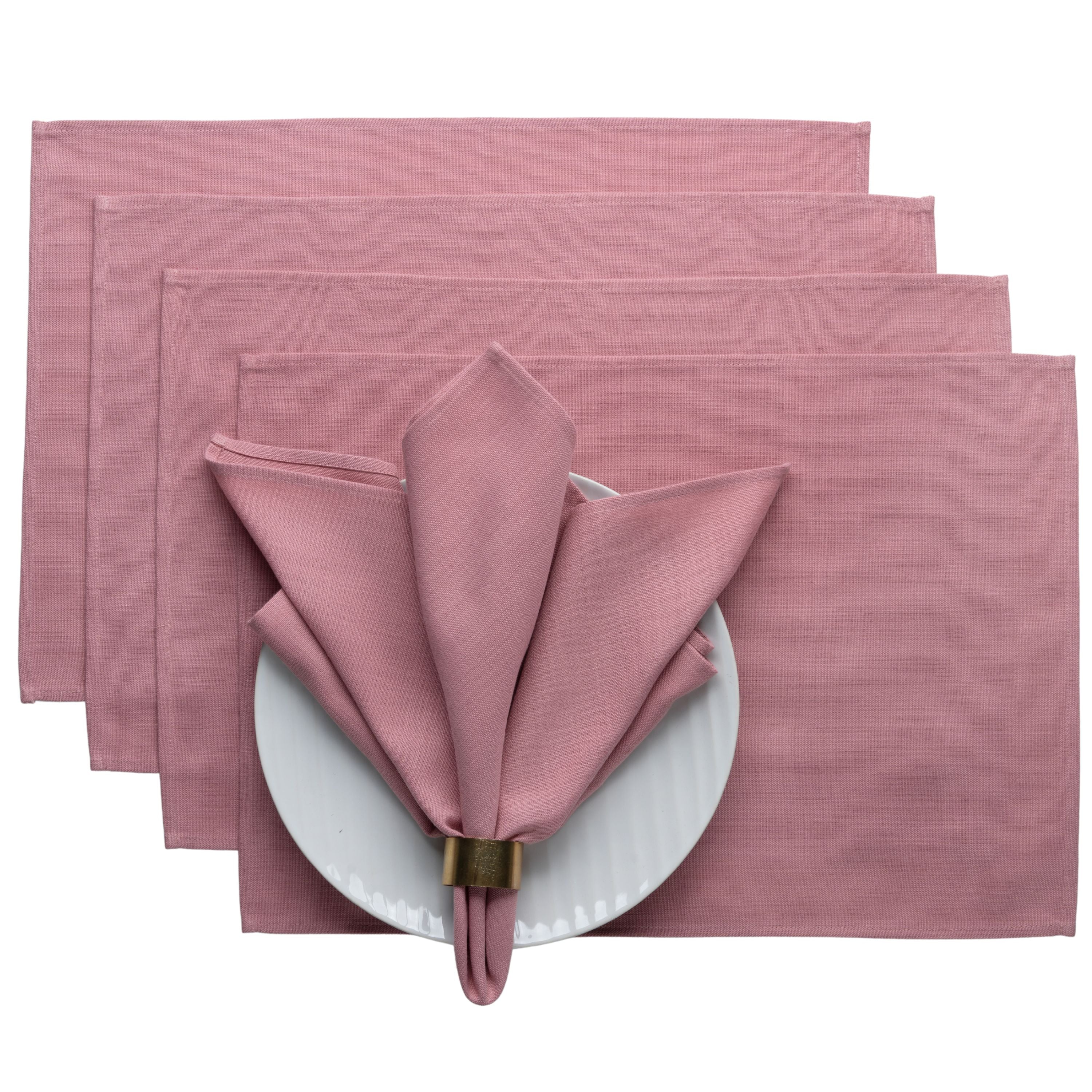 Dusty pink faux linen placemats, 13 x 18 inches, set of 4