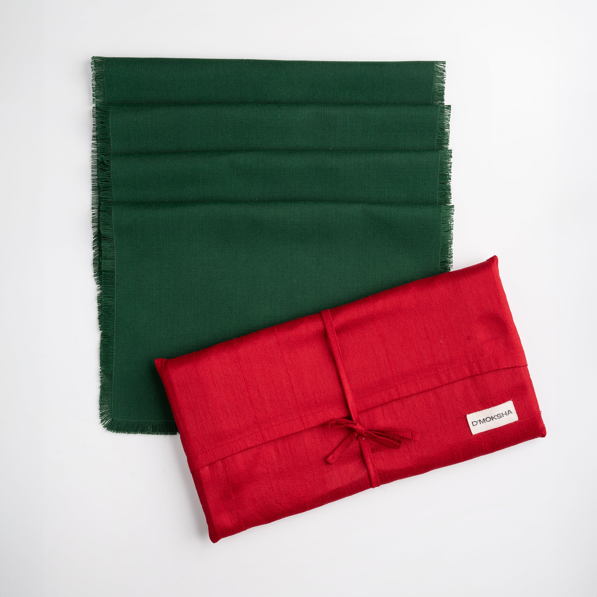 Eden green faux linen placemats in a set table setting