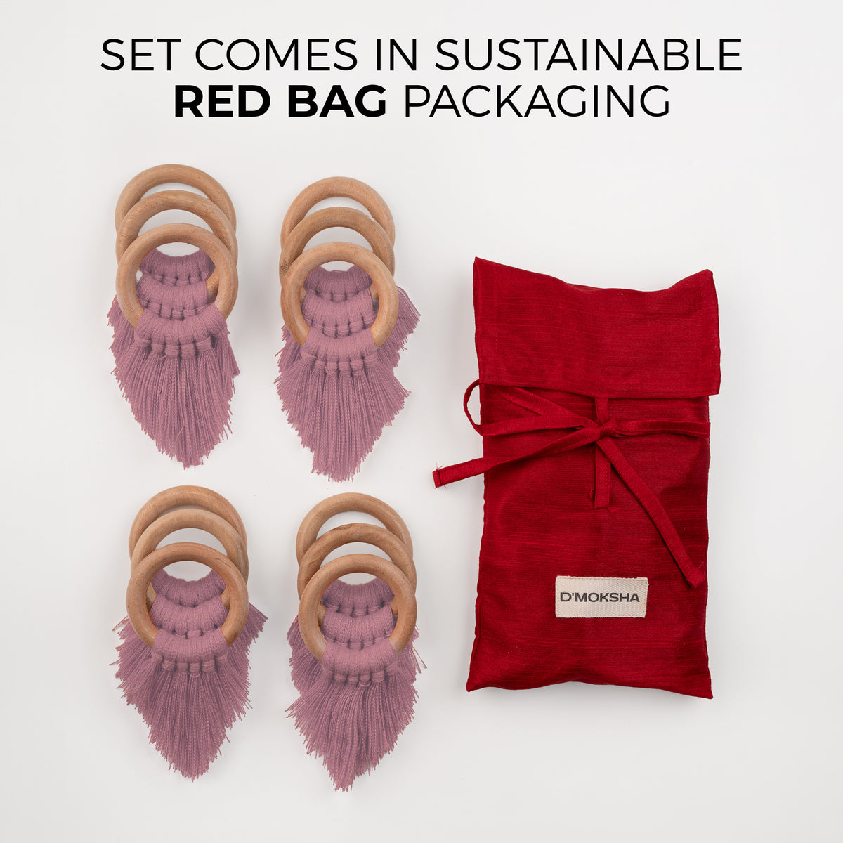 Dusty Pink Napkin Rings With Fringe