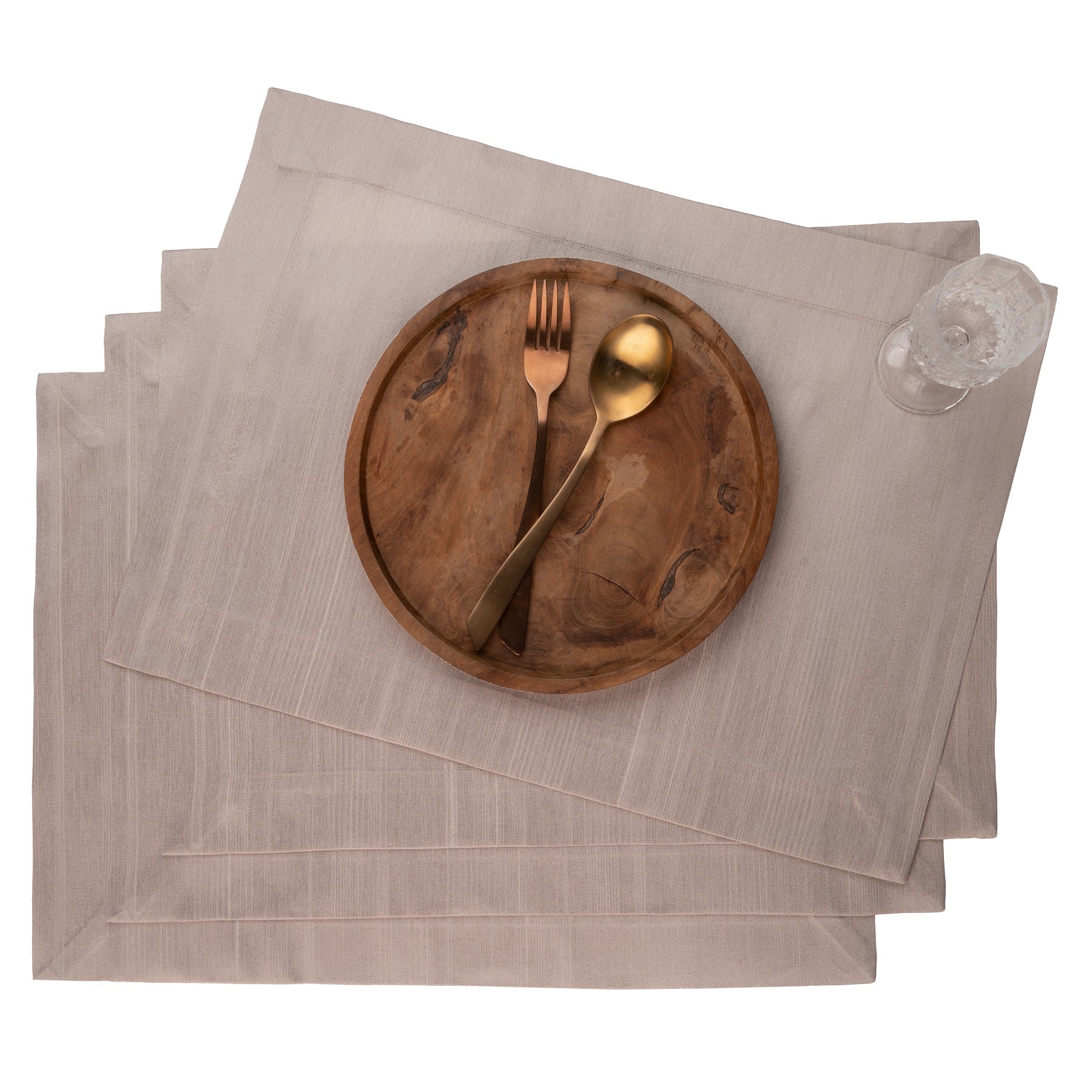 Natural Luxe Shine placemats with mitered corners, 14 x 19 inches, set of 4