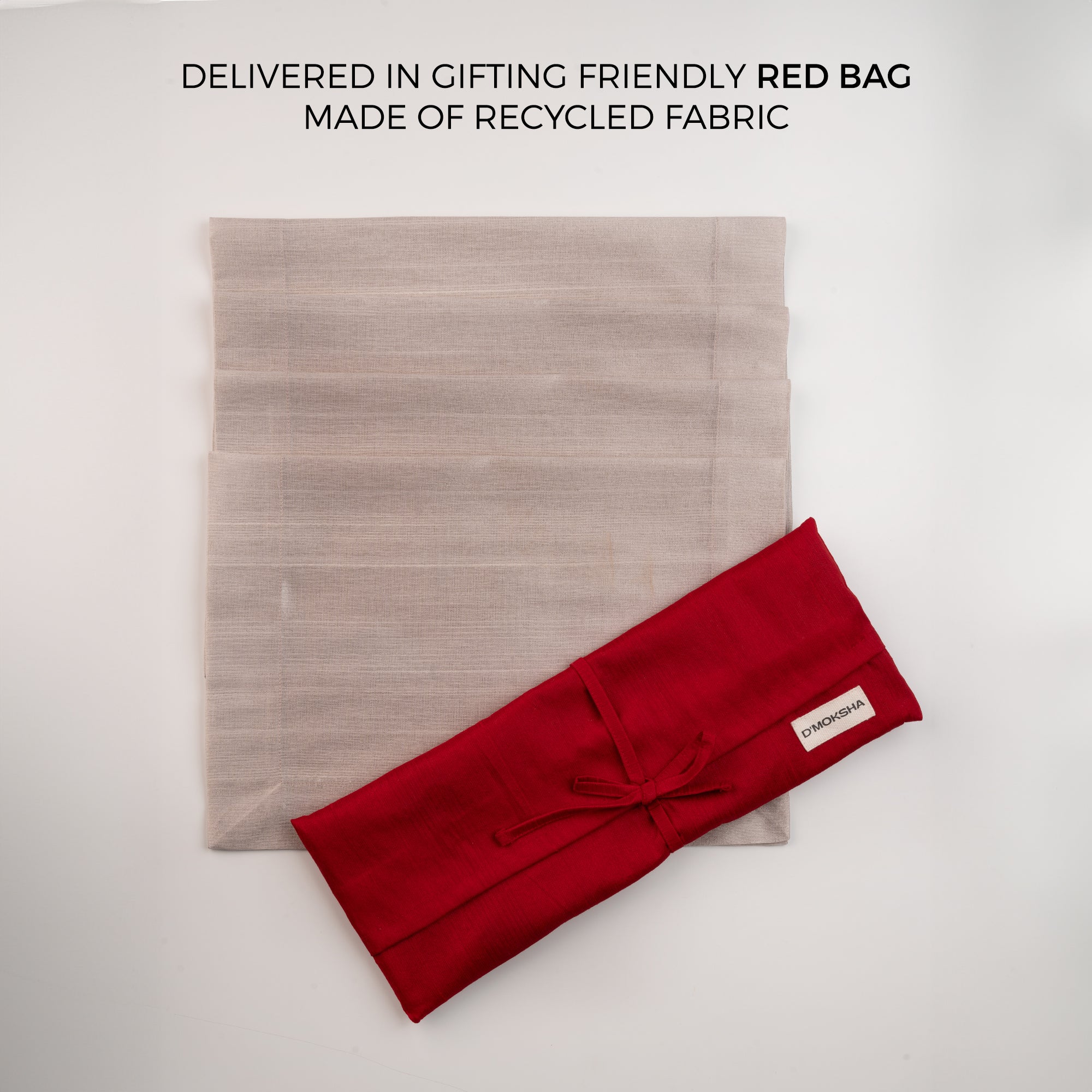 Natural Luxe Shine placemats with matching D'Moksha table linens