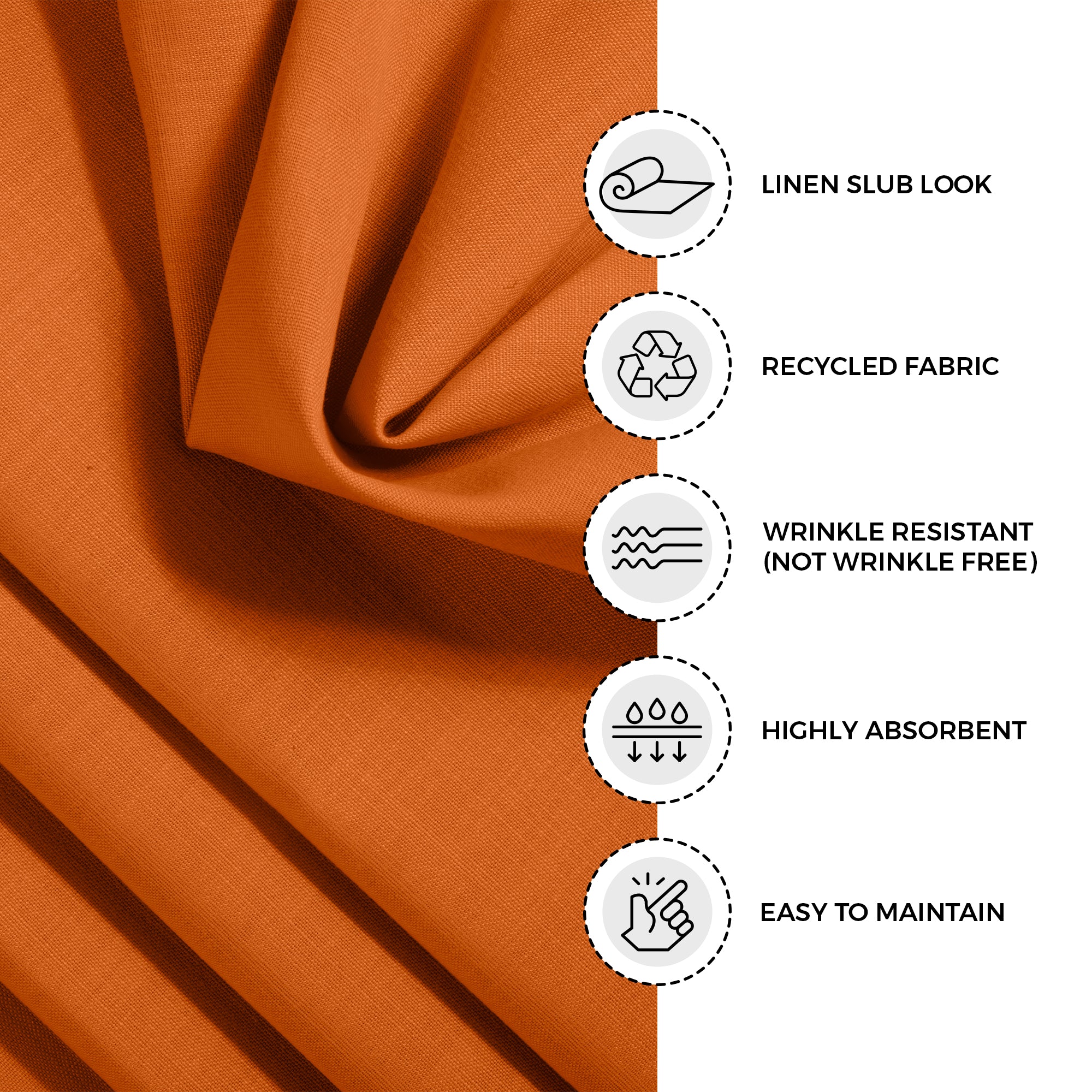 Orange Faux Linen Napkins, Mitered Corner, 20 x 20 inch, 4 pcs