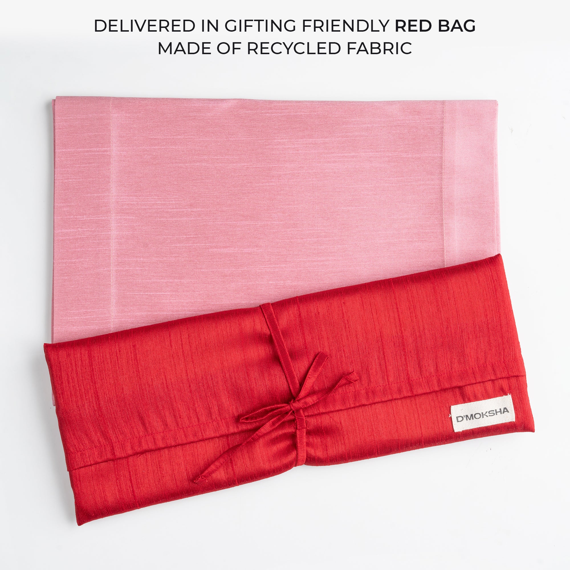 Pink Luxe Shine placemats with matching D'Moksha table linens