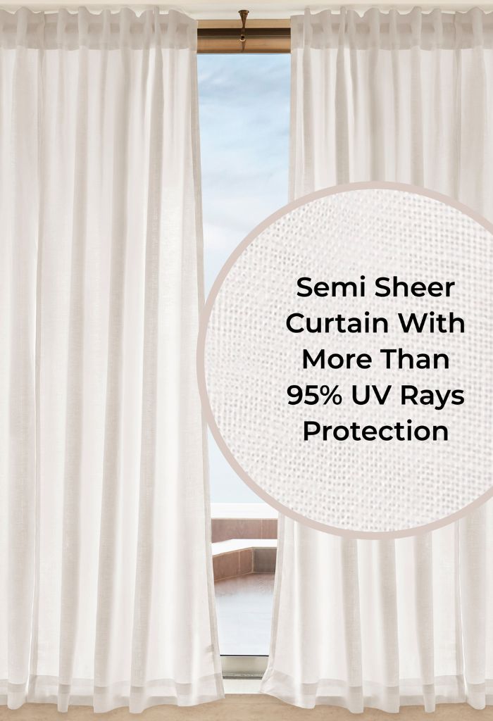 Simple Tie Top Semi Sheer Curtain Panel Set of 2 52x84