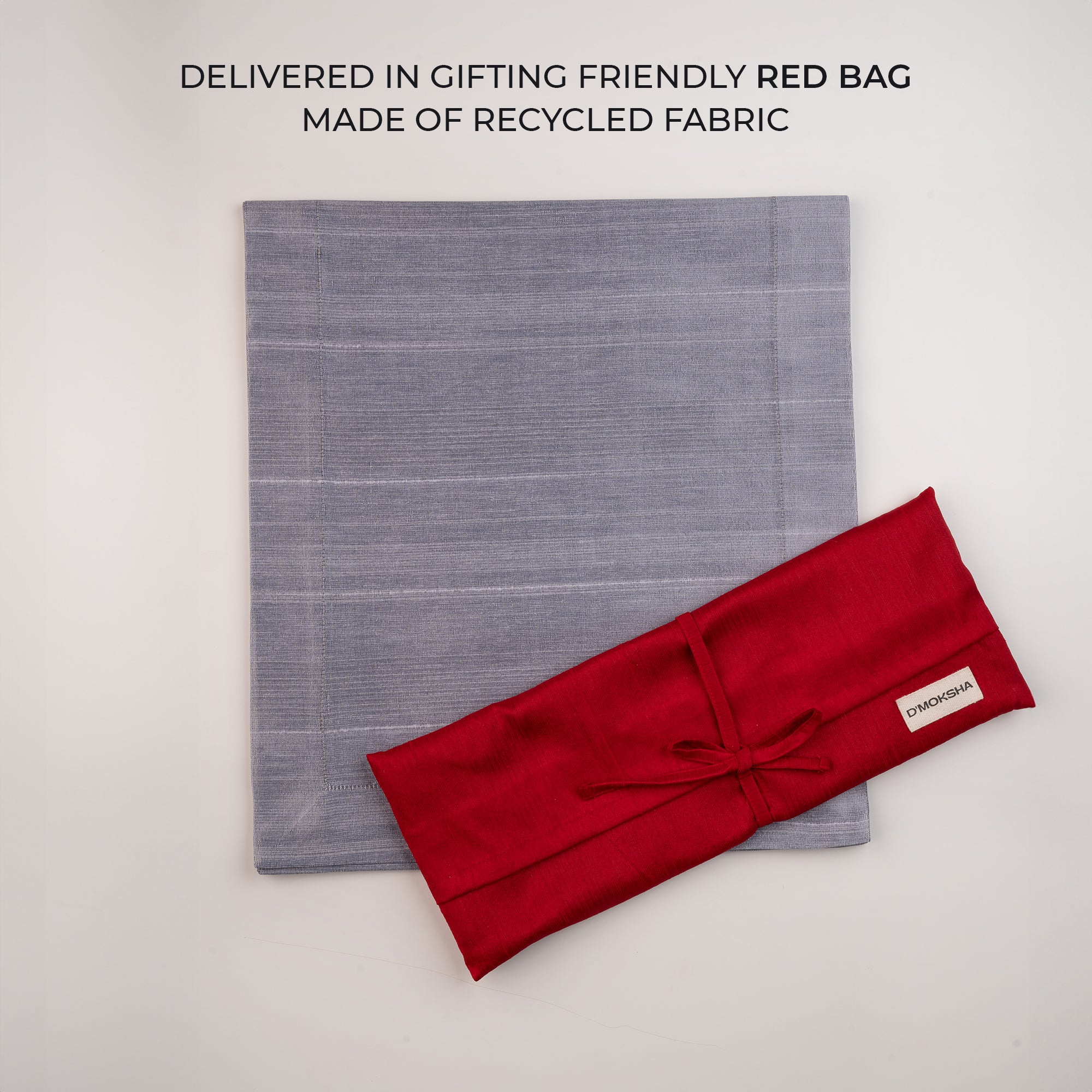 Steel grey Luxe Shine table runner folded to show fabric texture