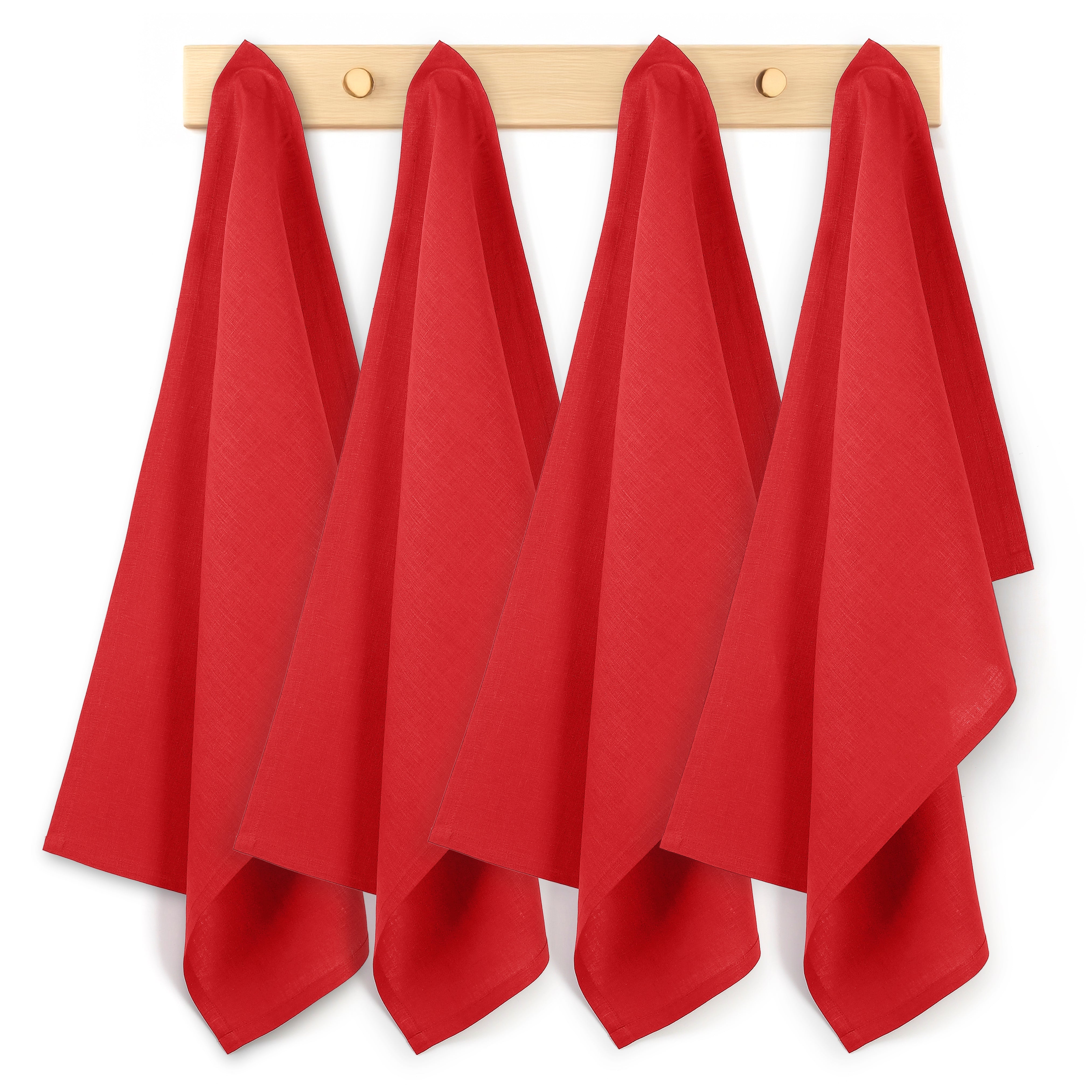 Bright Red Linen Kitchen Towel, 19 x 29 inch, 4 pcs