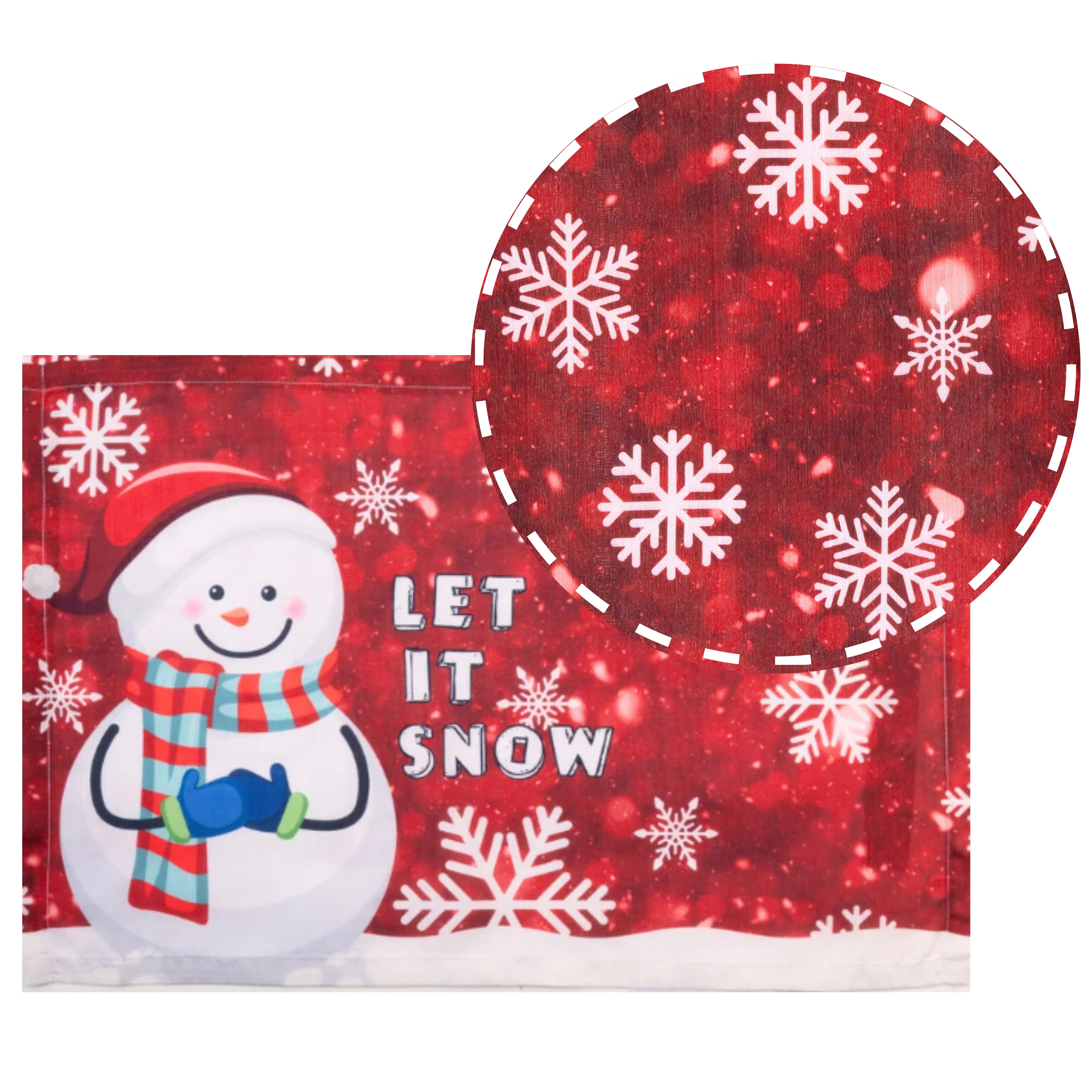 Let It Snow Vegan Silk Placemats 13 x 18 Inch Set of 4 - Christmas Print