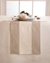 Splicing Linen Table Runner - Natural and Ivory