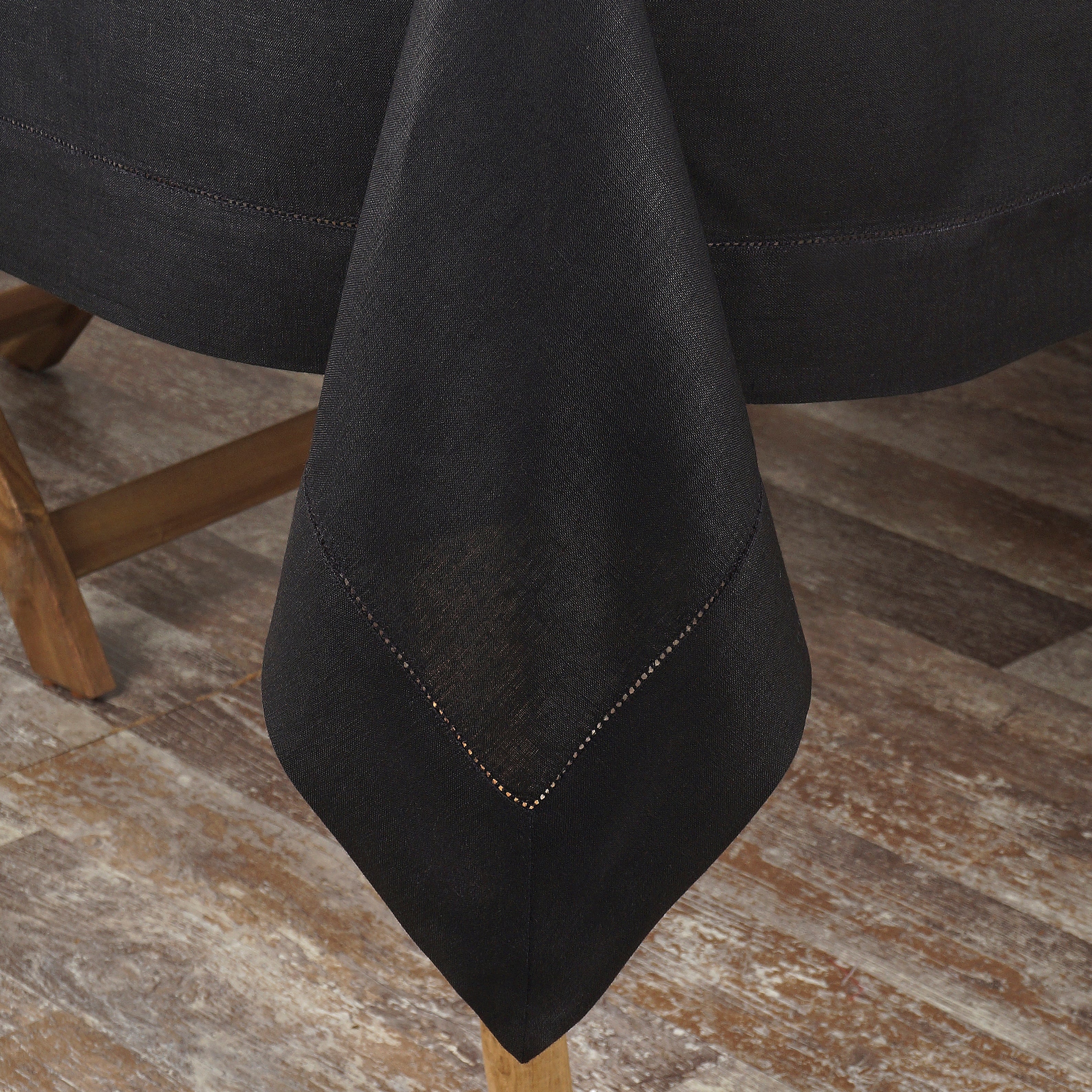 Black Linen Tablecloth, Hemstitch