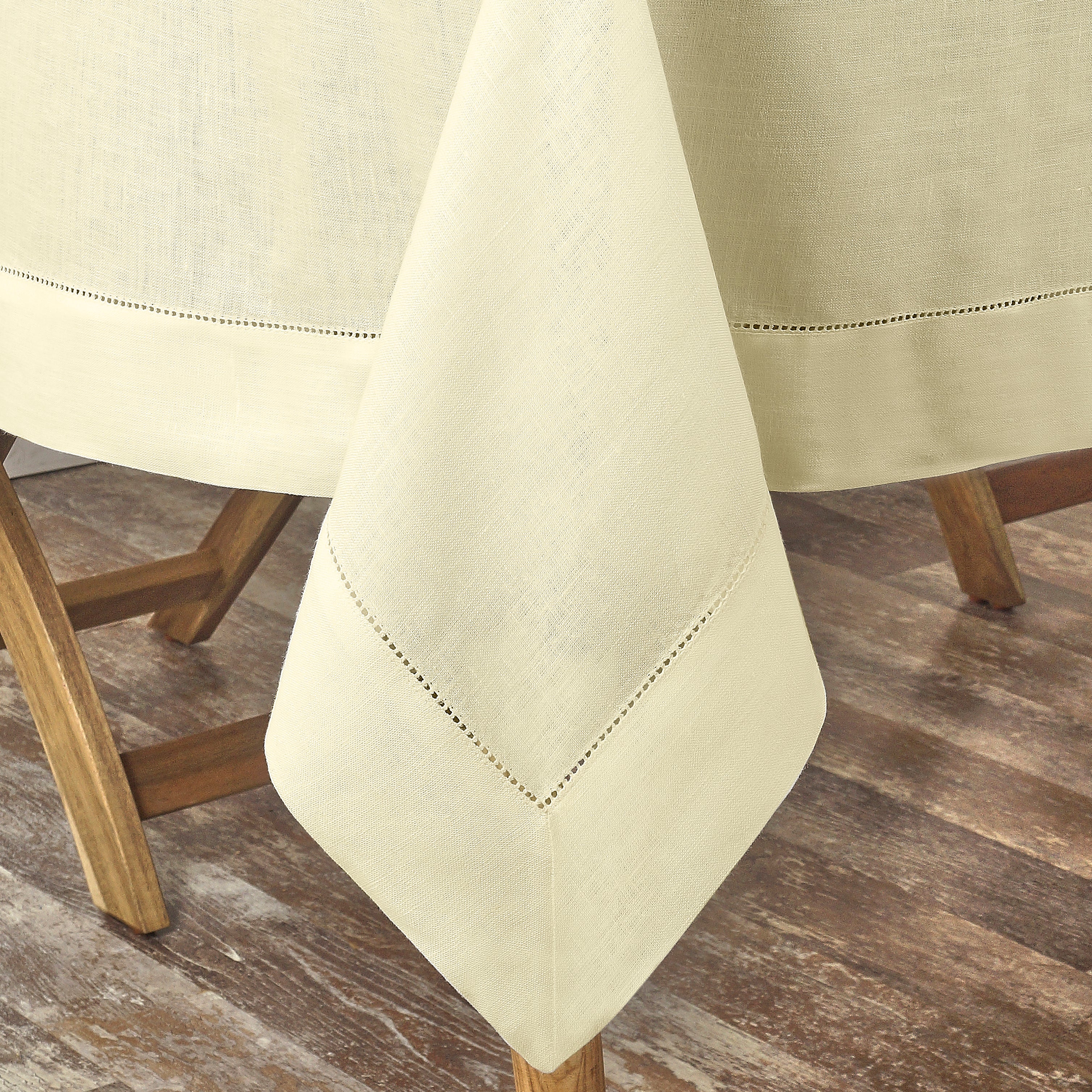 Cream Linen Tablecloth, Hemstitch