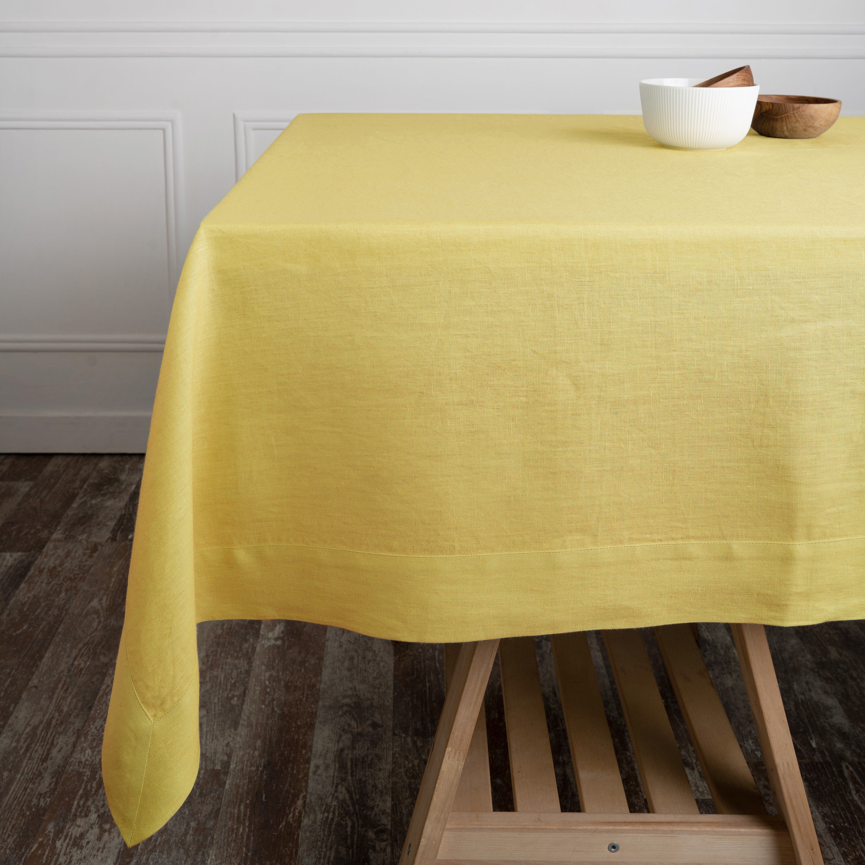 Lemon Yellow Linen Tablecloth, Hemmed