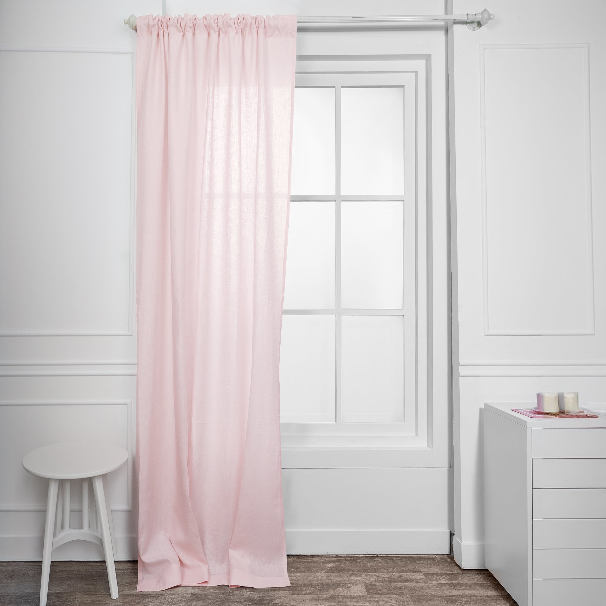 Pastel Pink Linen Curtain - 