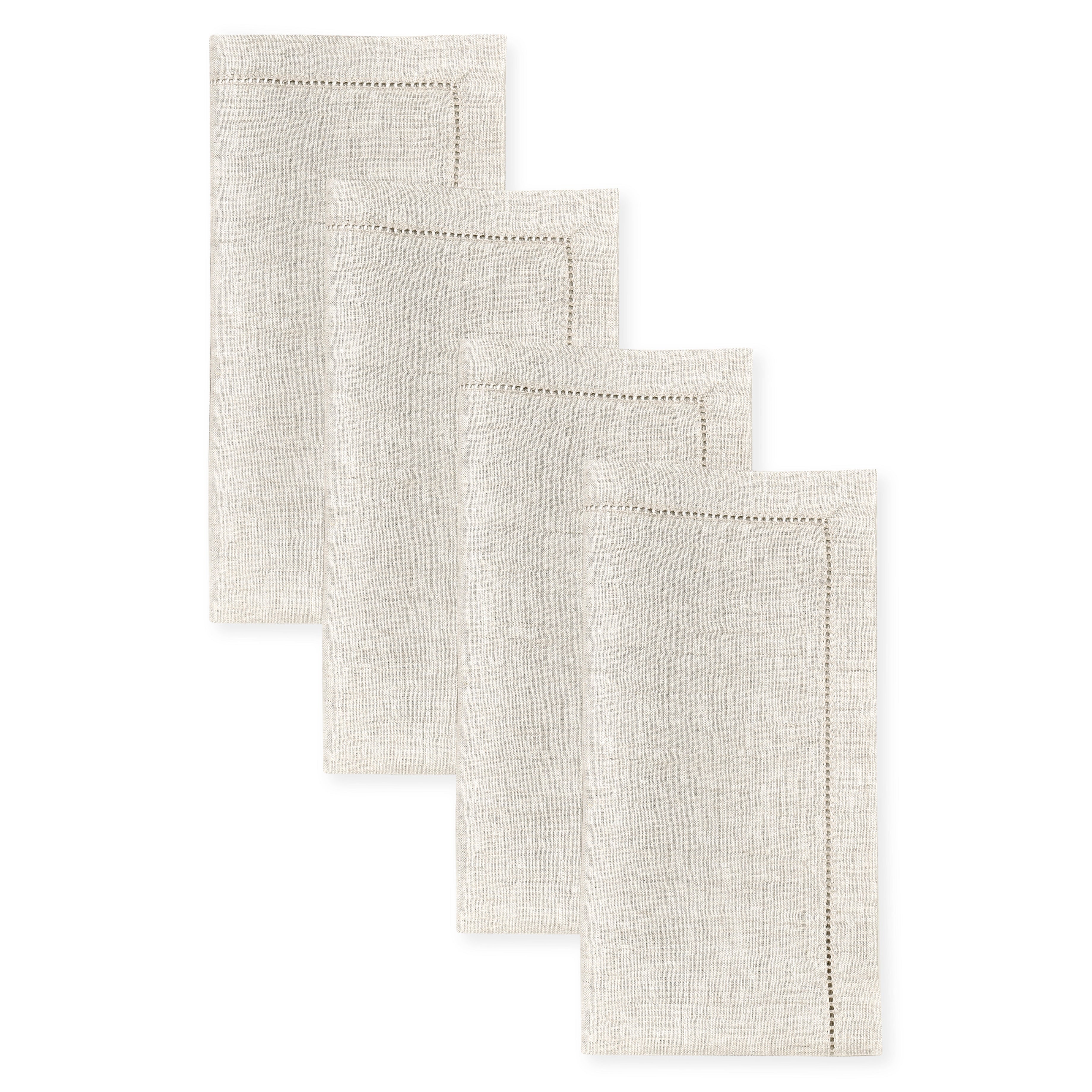 Light Natural Linen Napkins, Hemstitch, 20 x 20 inch, 4 pcs