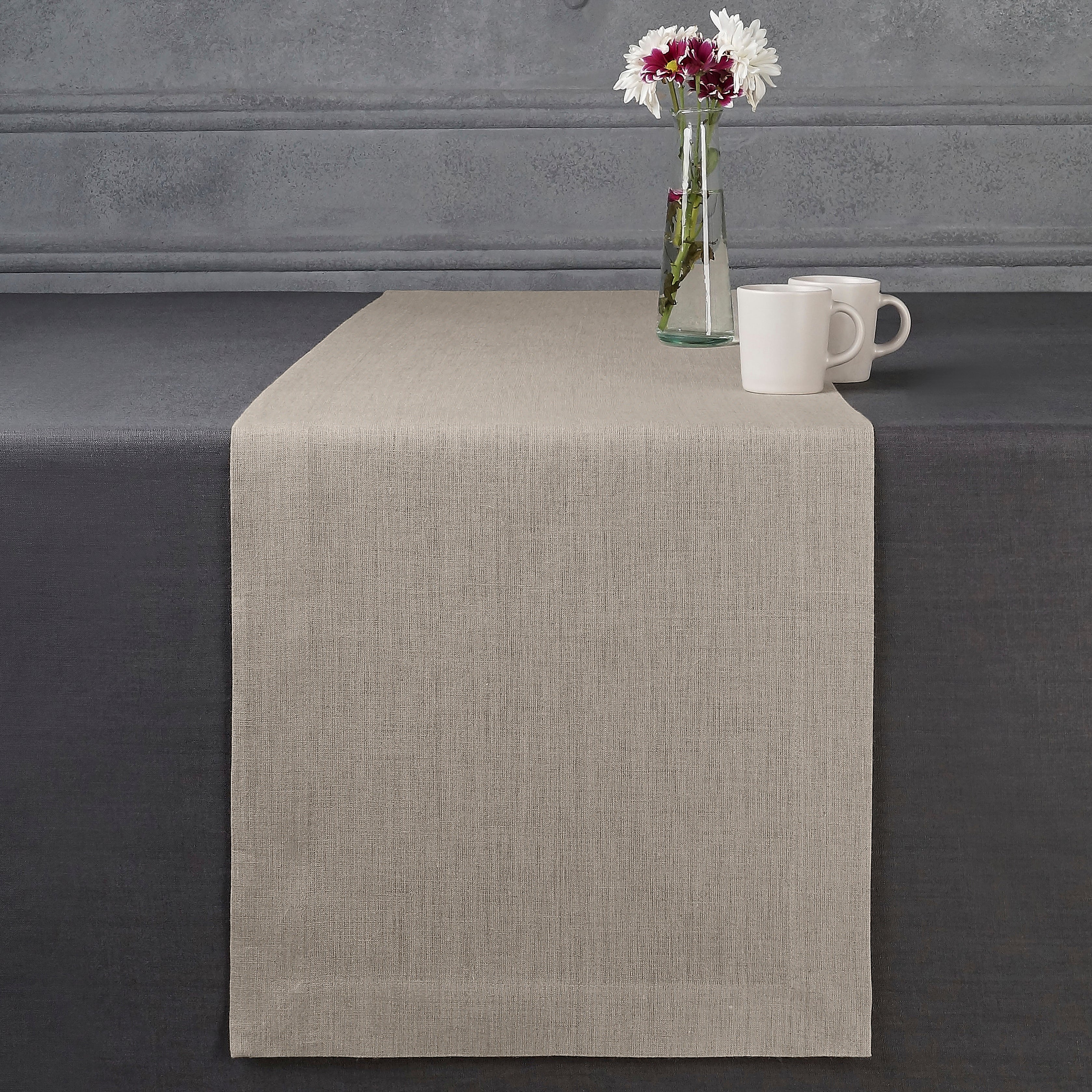 Natural Linen Table Runner, Hemmed