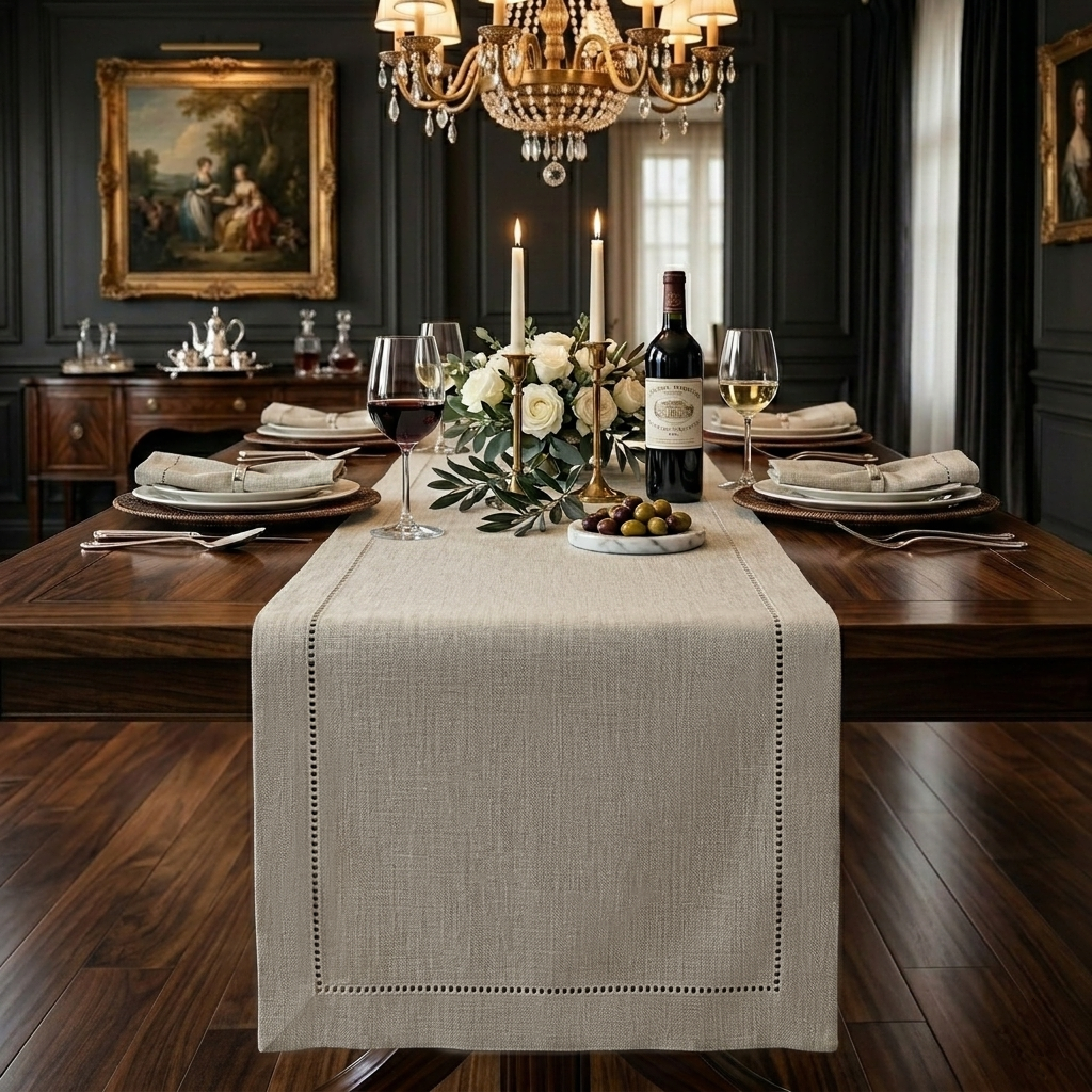 Signature Linen™ Natural Table Runner - Hemstitch