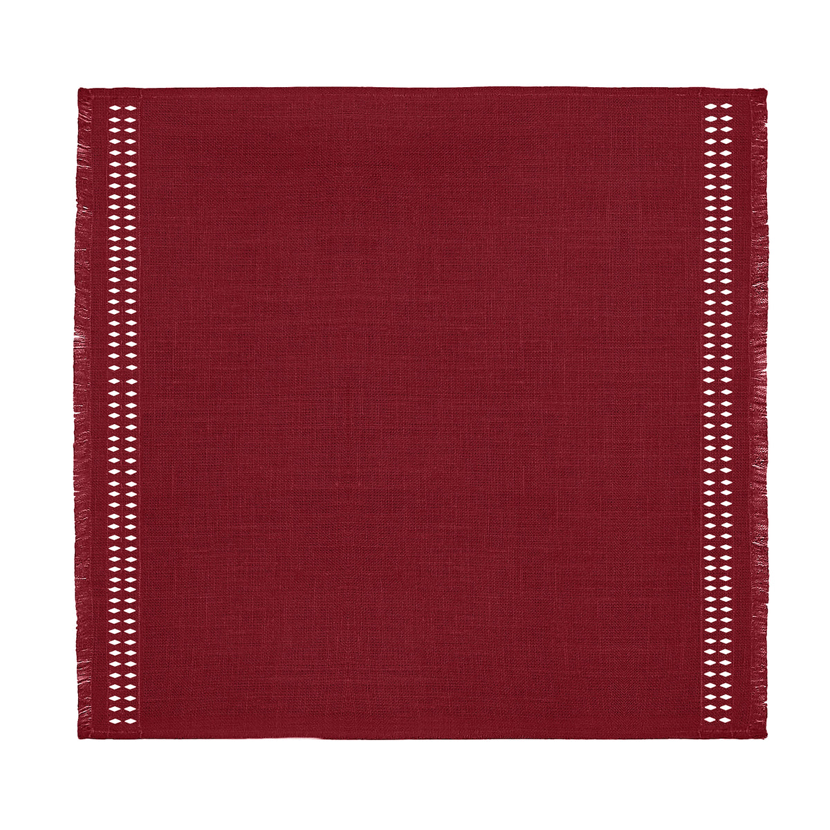 Red Faux Linen Napkins, Hand Hemstitch, 20 x 20 inch, 6 pcs