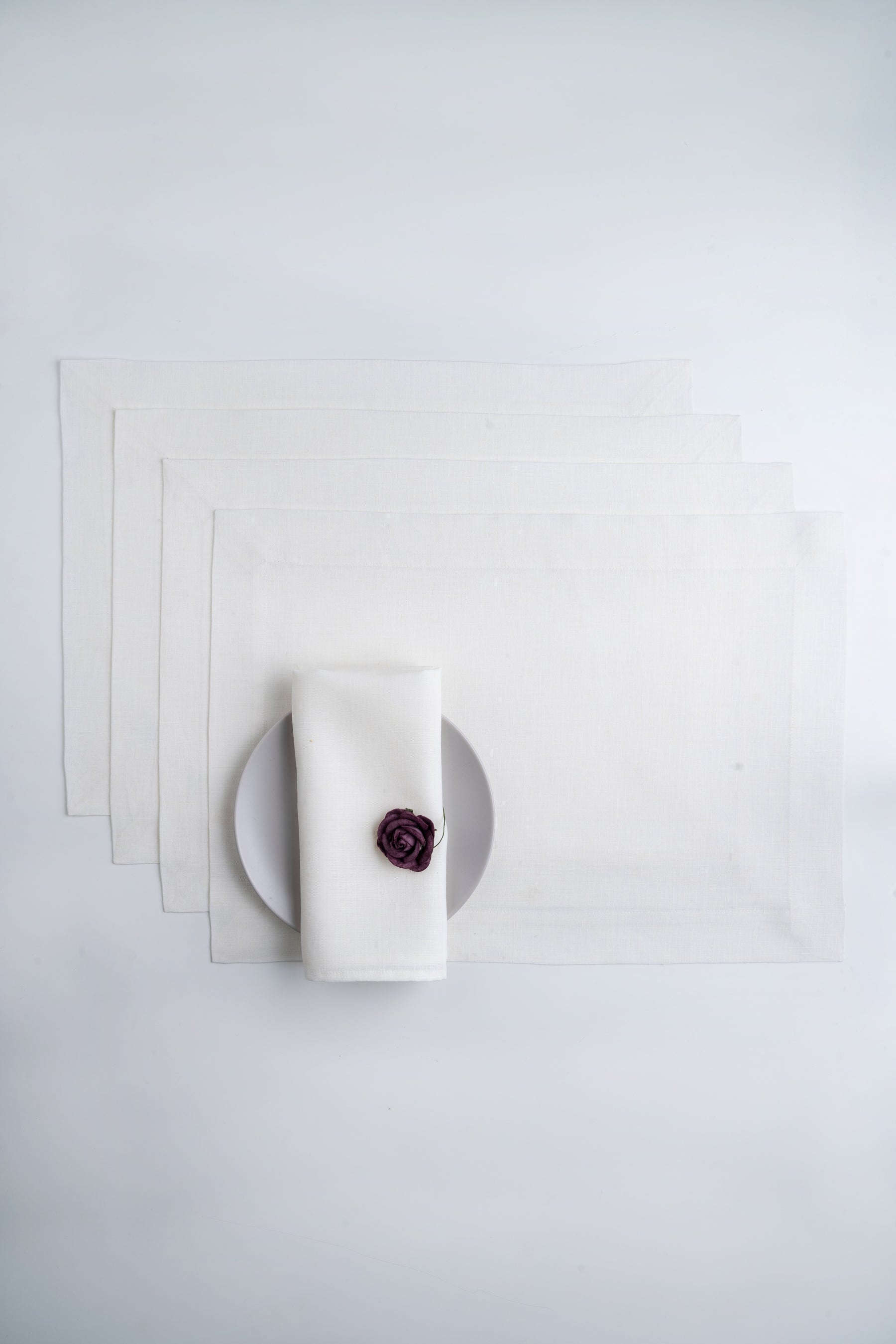 Ivory Linen Placemats - Hemmed - Set of 4