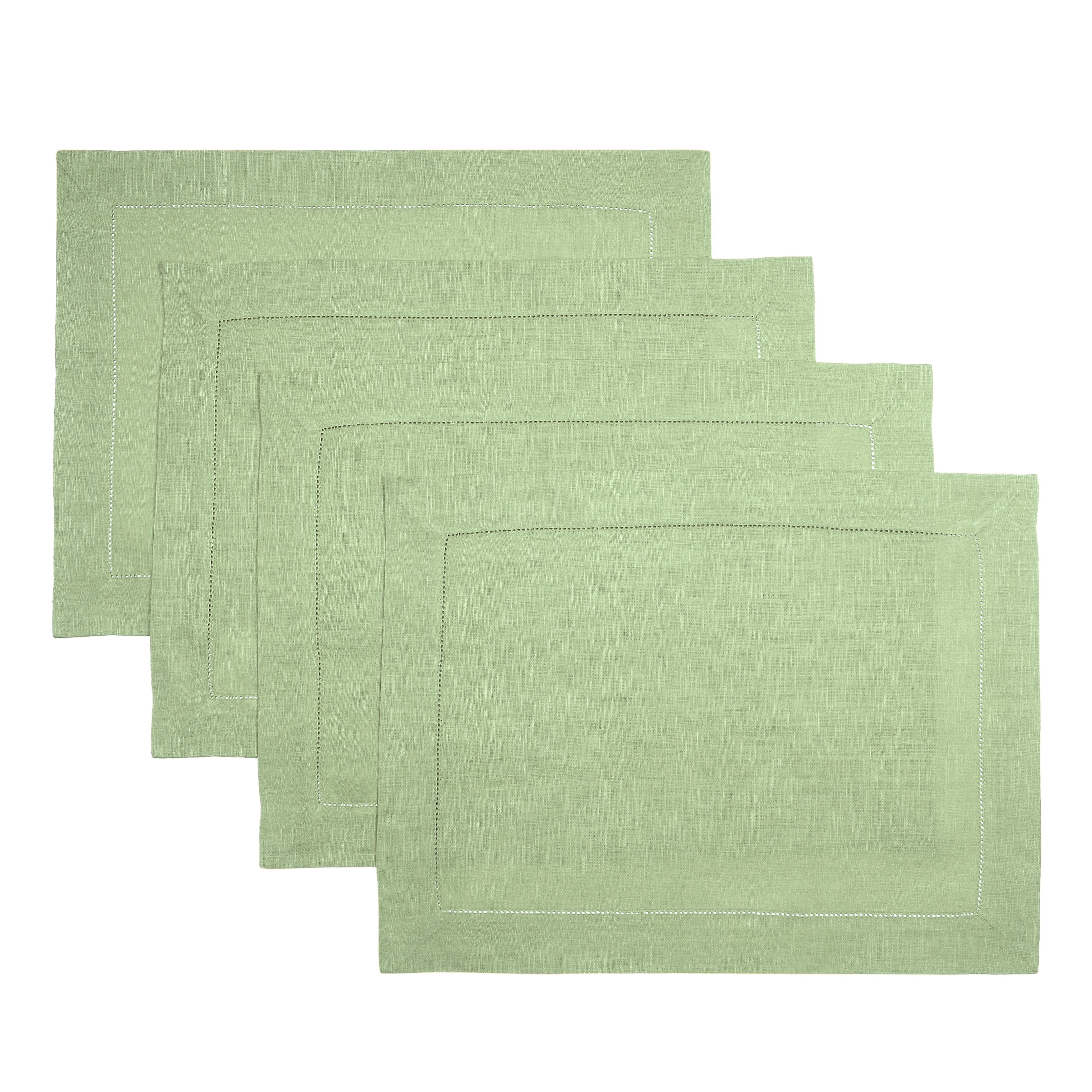 Signature Linen™ Sage Green Placemats - Hemstitch, 4 pcs