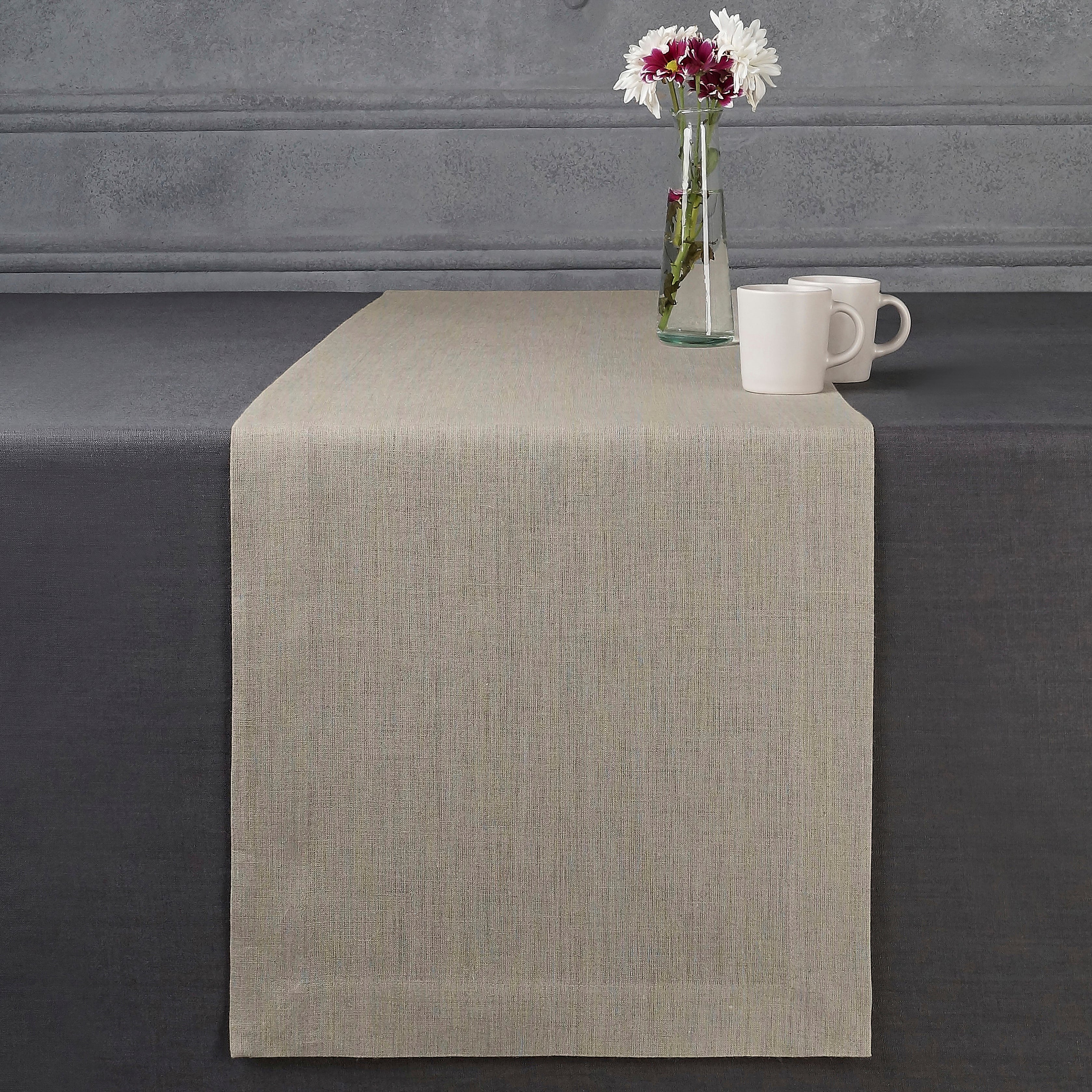 Natural Linen Table Runner, Hemmed