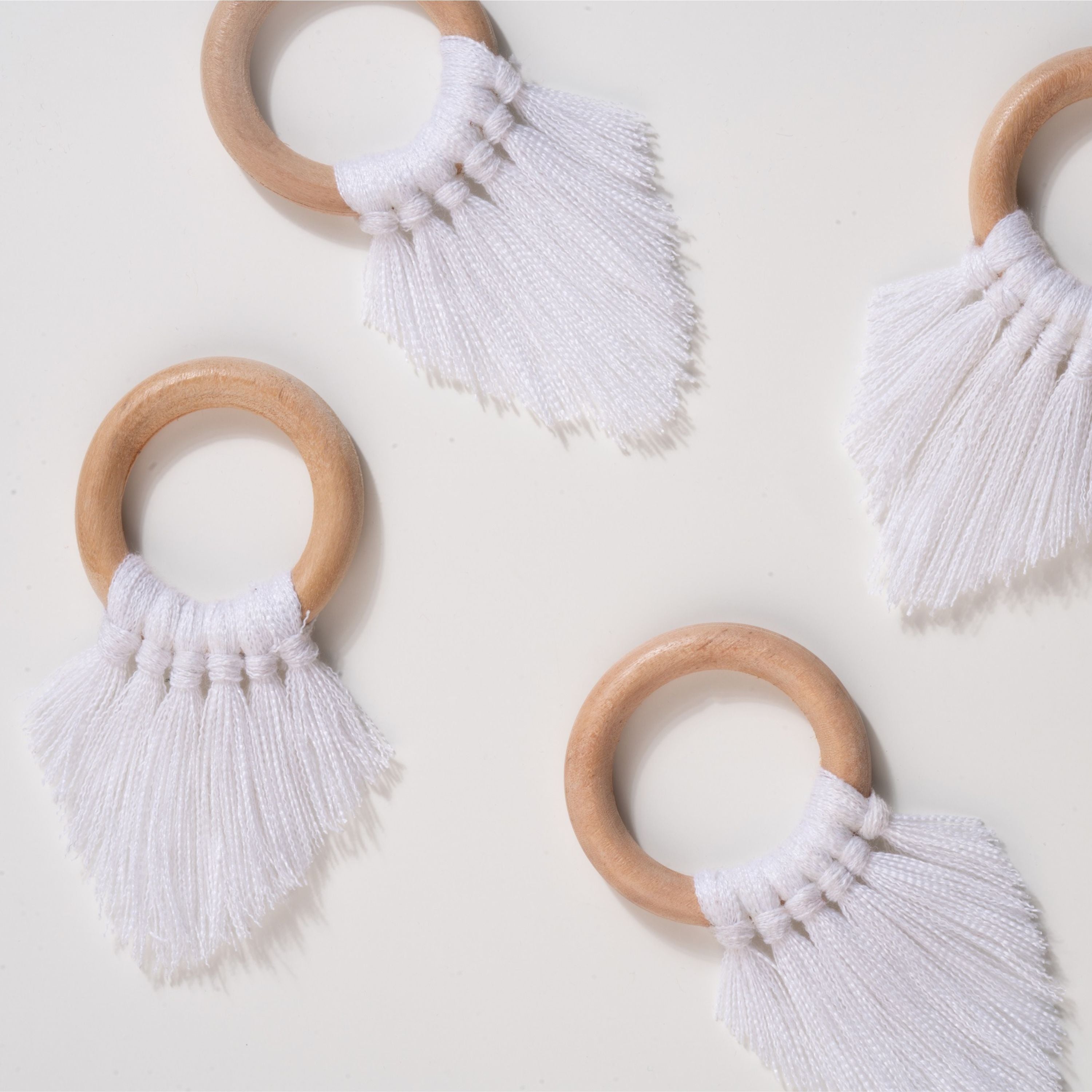 White Napkin Rings With Fringe