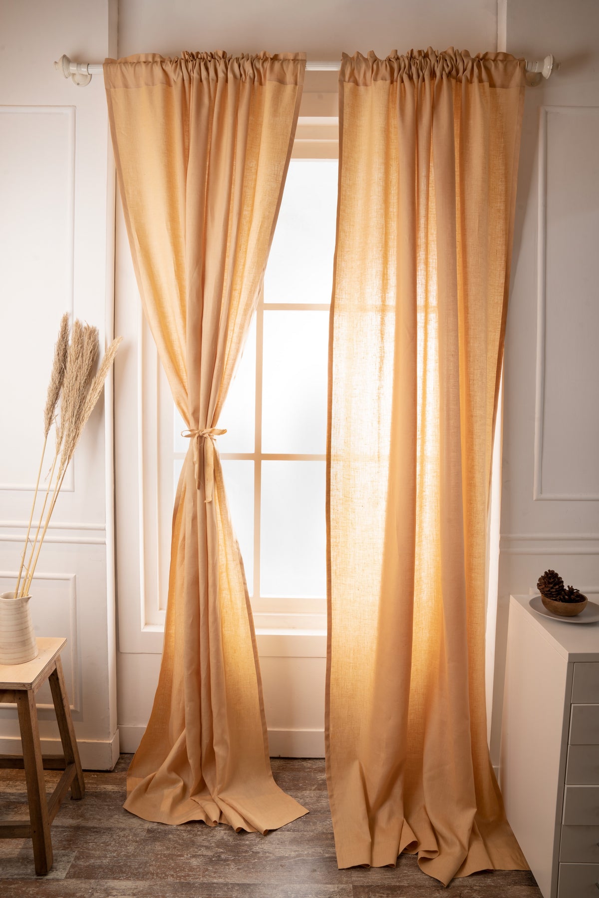 Beige Linen Curtain | Set of 2